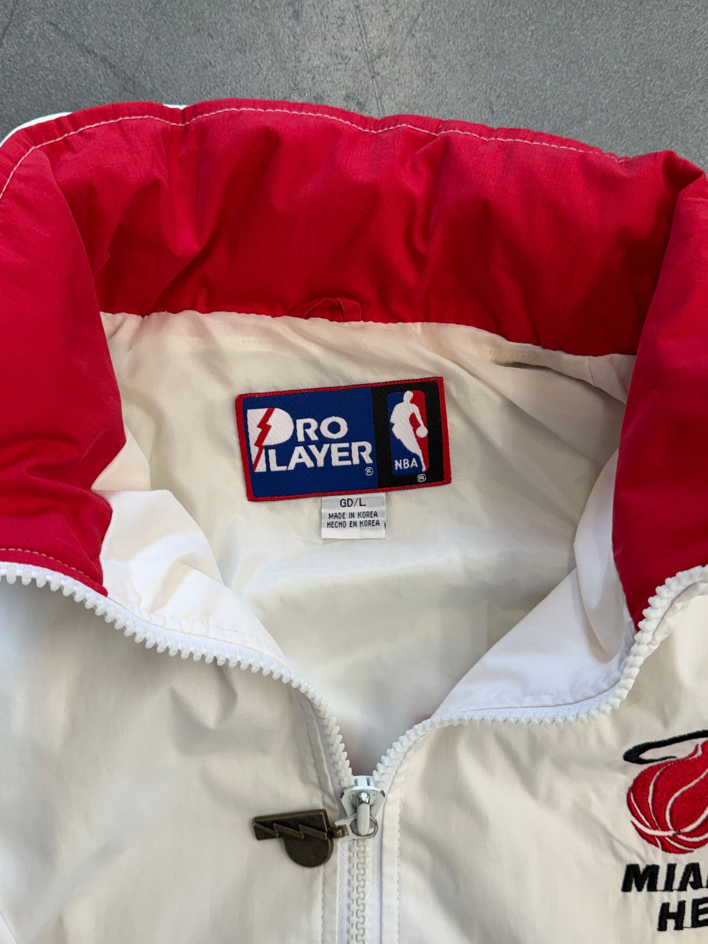 90S MIAMI HEAT NBA PRO PLAYER LOGO TAPE ZIP-UP WINDBREAKER JACKET