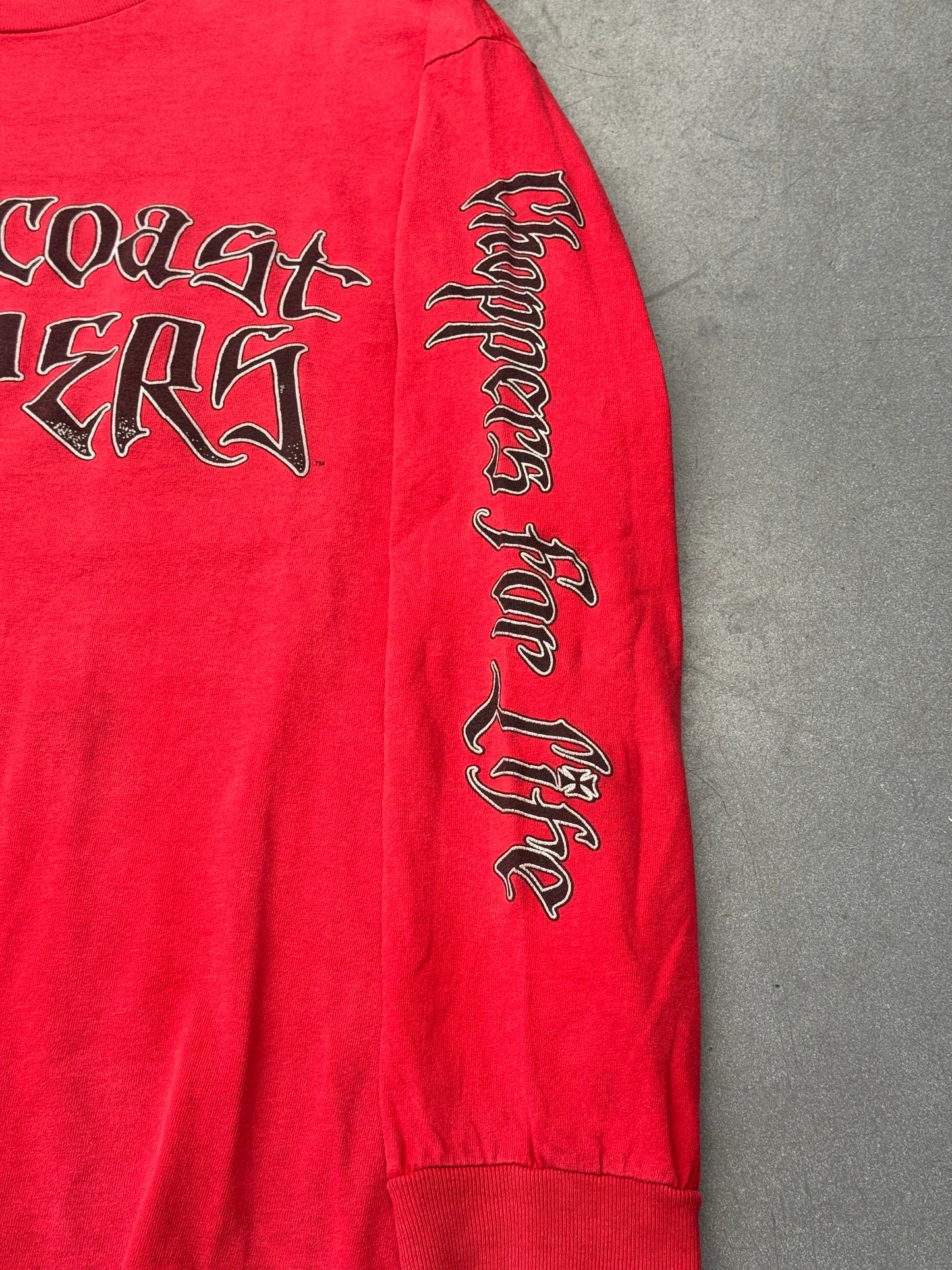 00'S WEST COAST CHOPPERS "CHOPPERS FOR LIFE" LS SPELLOUT TEE ( CUT TAG)