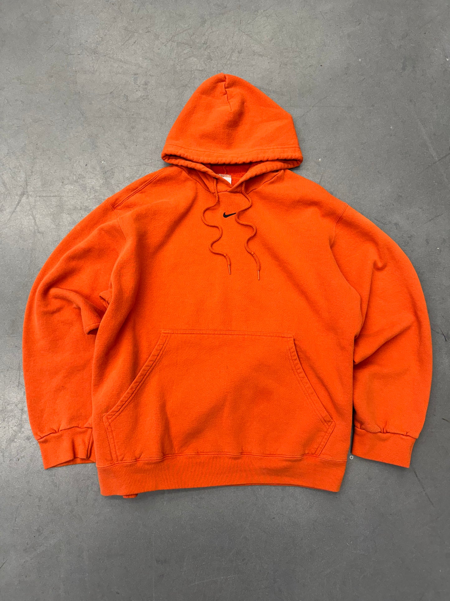 Y2K NIKE CENTER SWOOSH HOODIE - ORANGE/BLACK (GREY TAG)