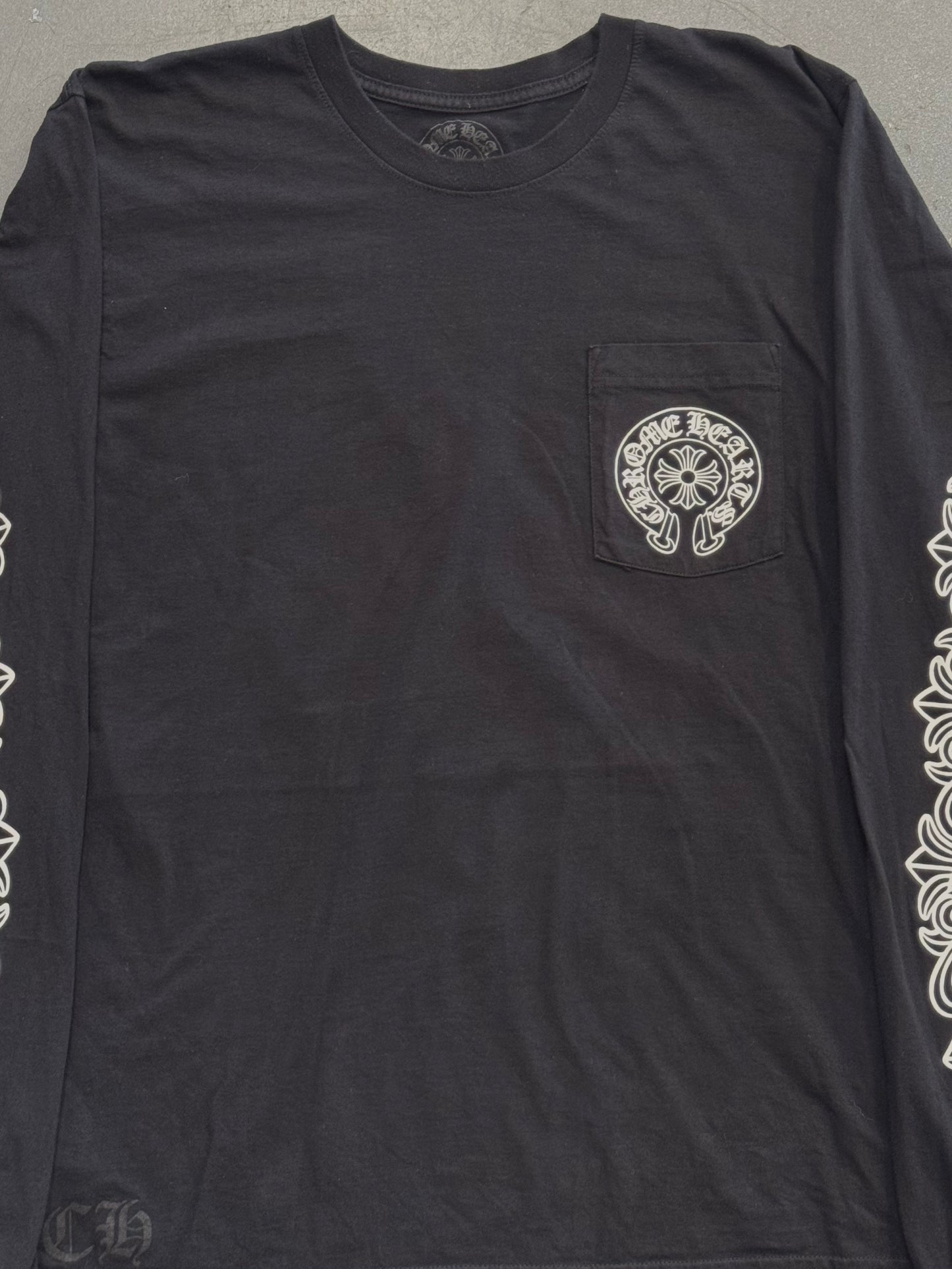 CHROME HEARTS MIAMI FLORAL LS TEE - BLACK/WHITE