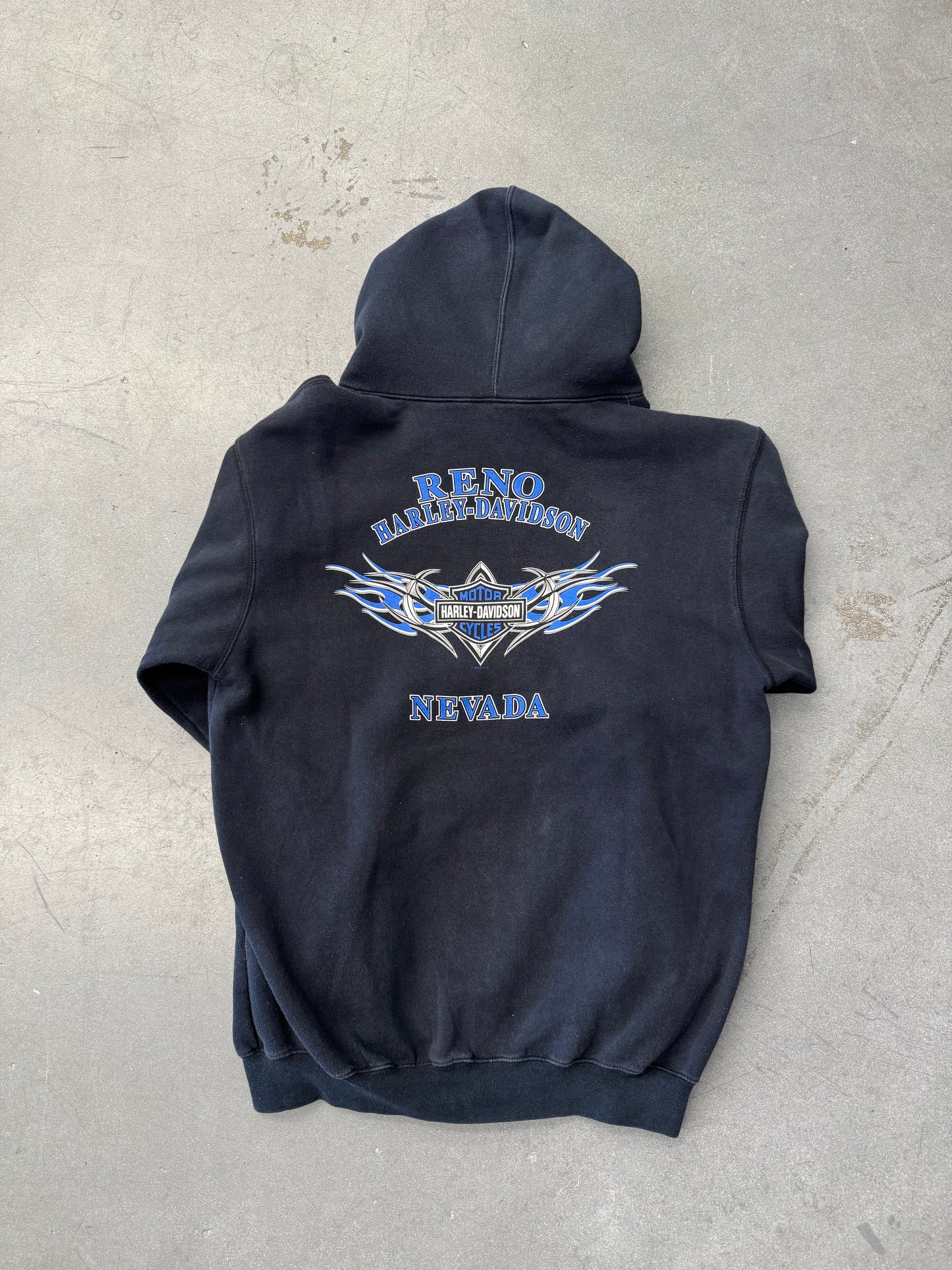 2005 HARLEY-DAVIDSON RENO NEVADA BLUE FLAMES ZIP-UP HOODIE