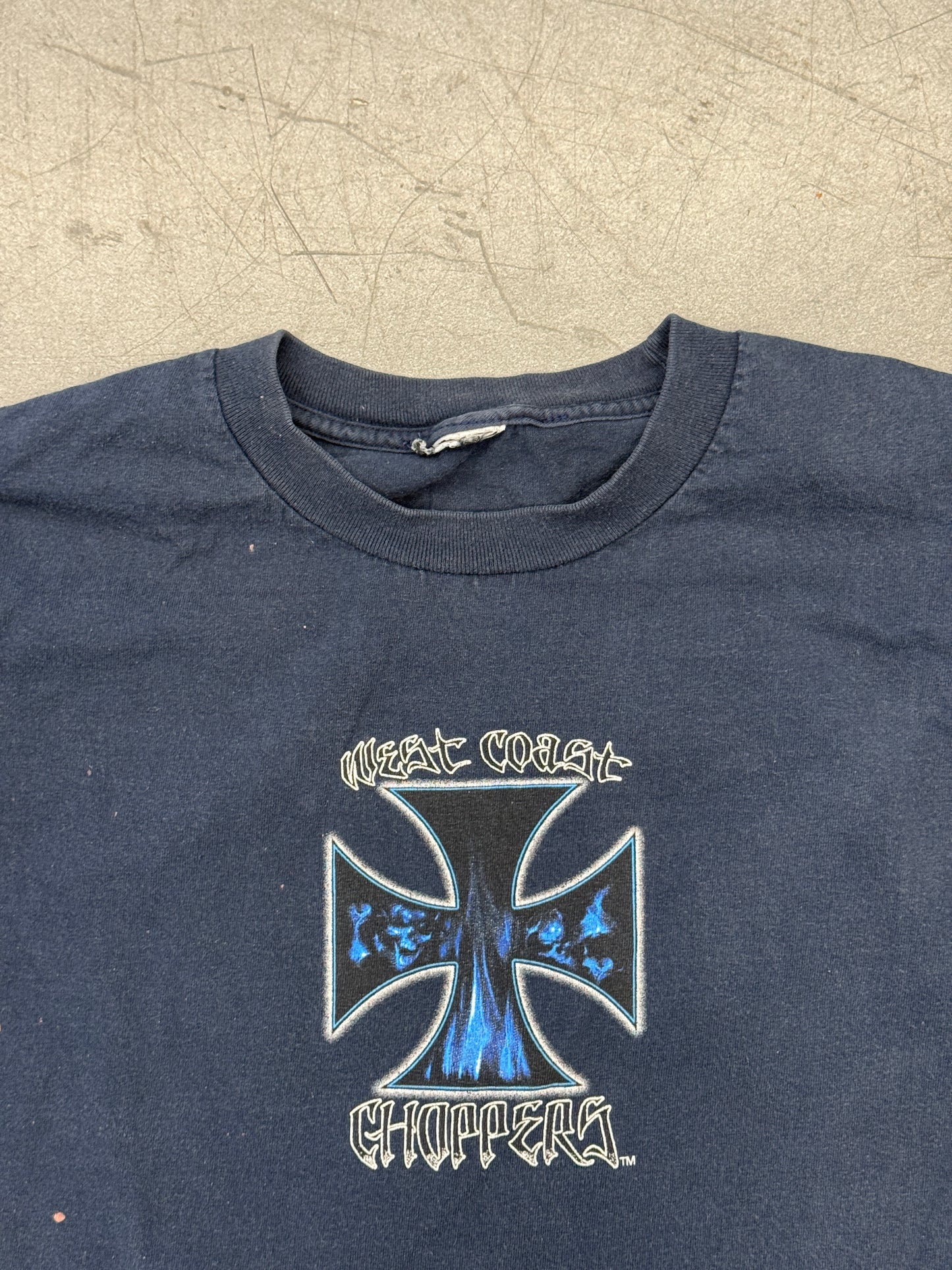 Y2K WEST COAST CHOPPERS SKULLS IRON CROSS MULLET TEE (CUT TAG)