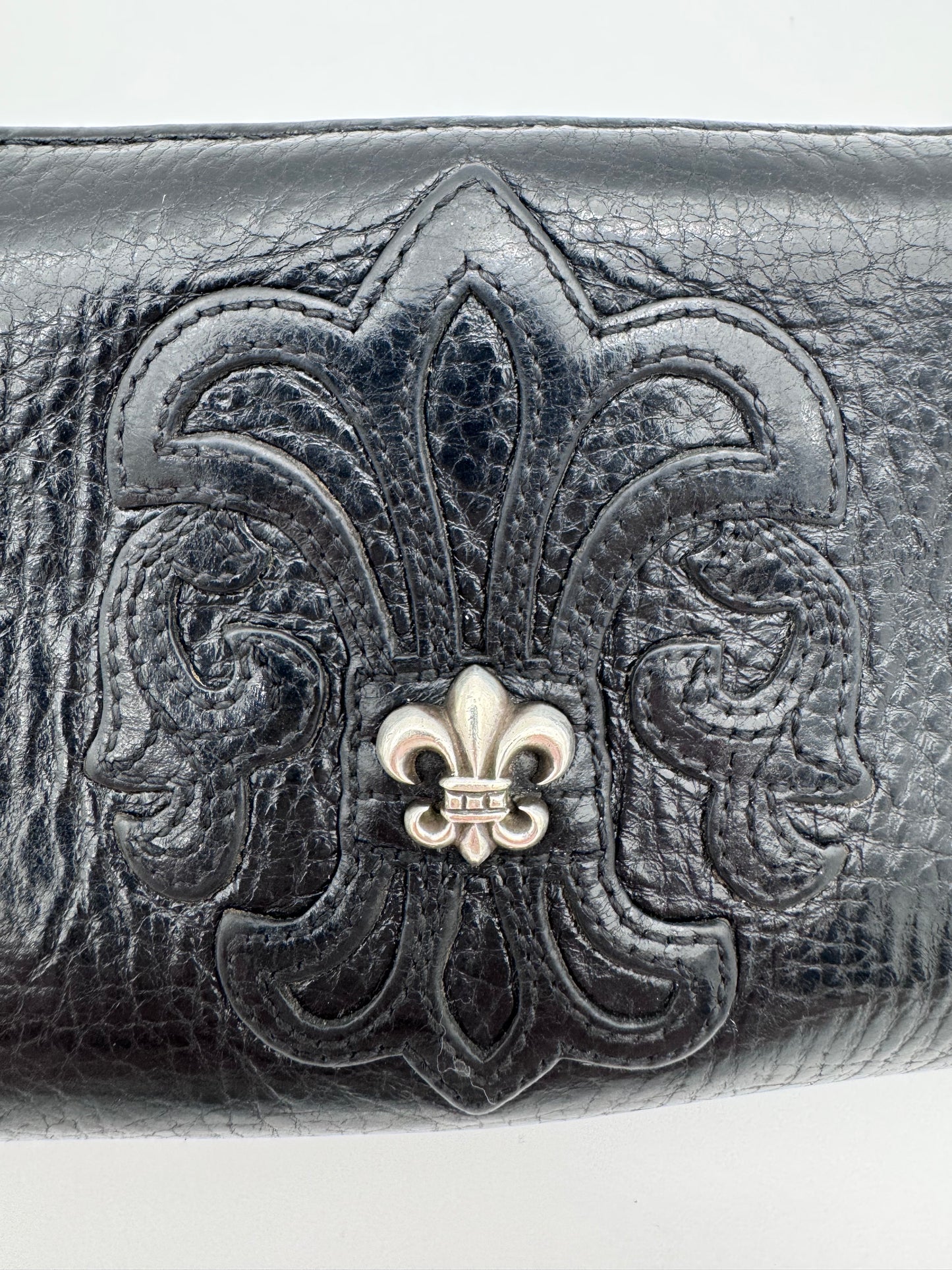 CHROME HEARTS FLEUR PATCH LEATHER LONG WALLET