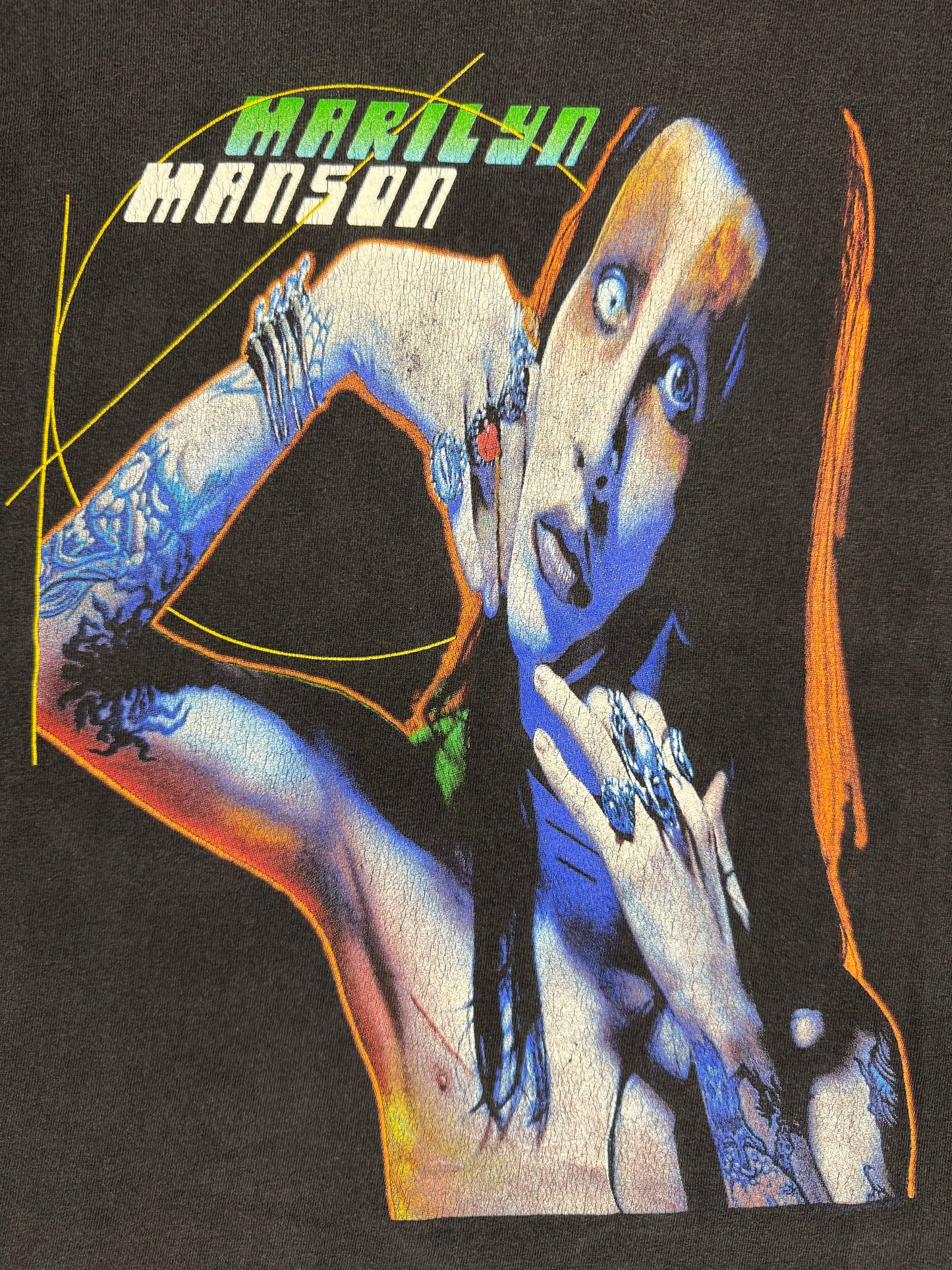 1998 MARILYN MANSON DISTORTED GREEN LETTERS TEE (WINTERLAND TAG)