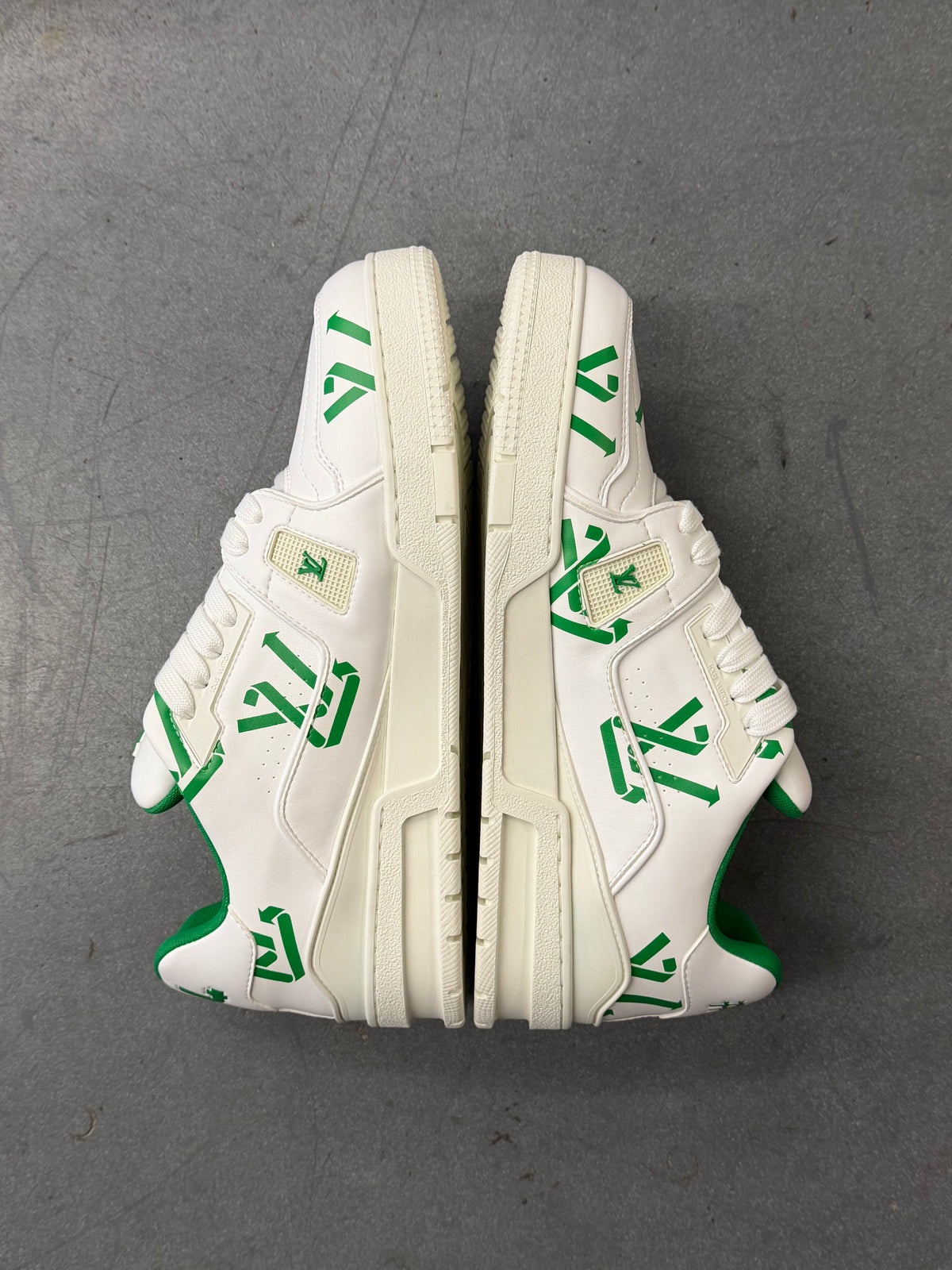 LOUIS VUITTON LV TRAINER UPCYCLED SNEAKERS - WHITE/GREEN (LV 8 / US 9)