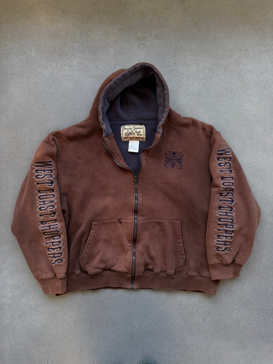 2000'S WEST COAST CHOPPERS WAFFLE LINED FULL ZIP HOODIE (JESSE JAMES TAG)