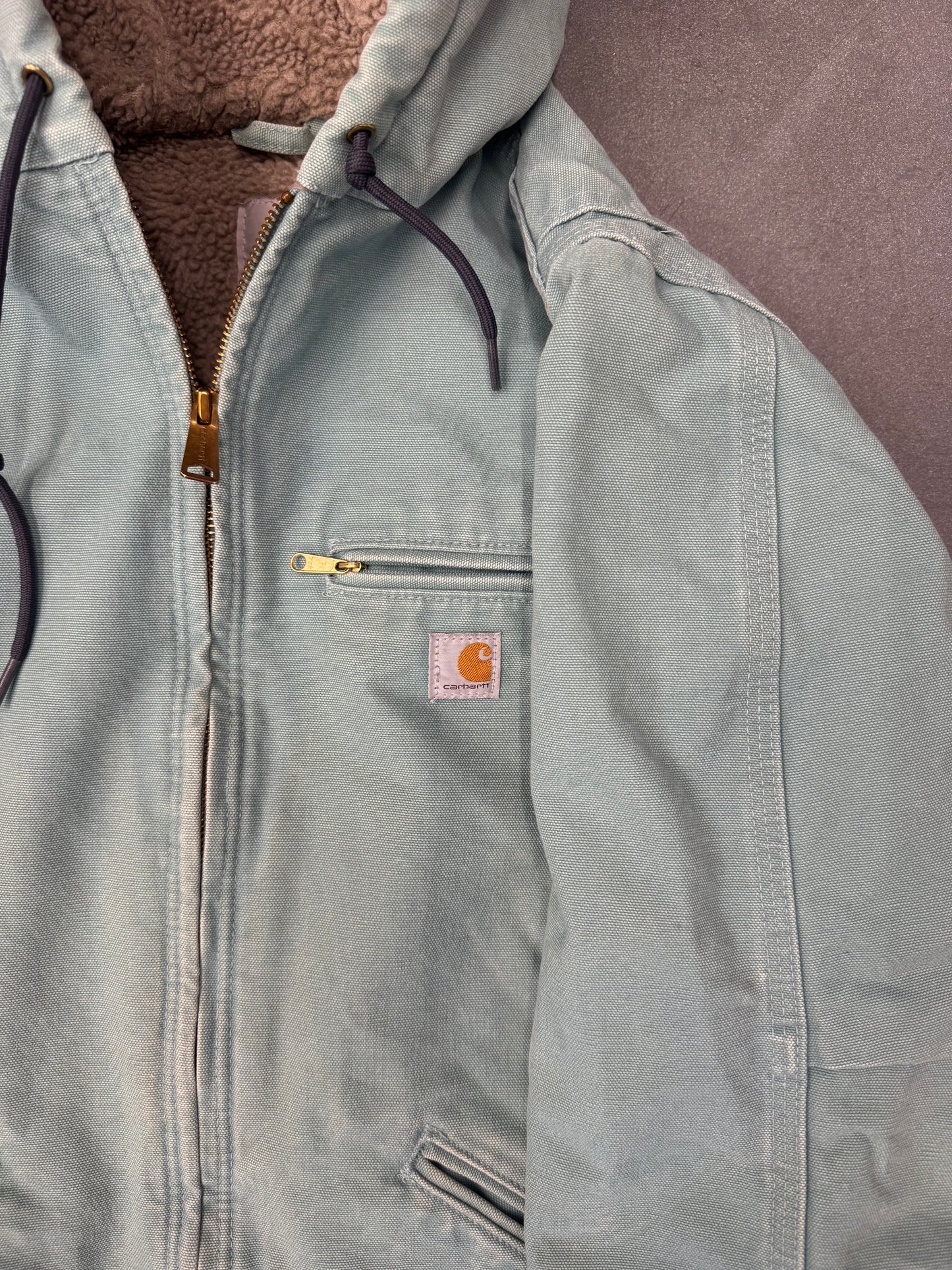 2000'S YOUTH CARHARTT FLEECE-LINED HOODED CANVAS WORK JACKET (WJ141454)
