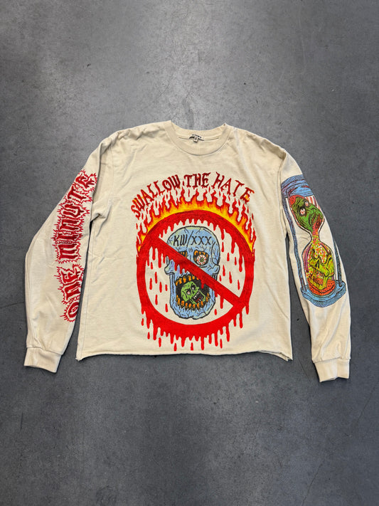 YEEZY SEASON 6 CROPPED XXXTENTACION SWALLOW THE HATE LONG SLEEVE TEE - BONE (M)