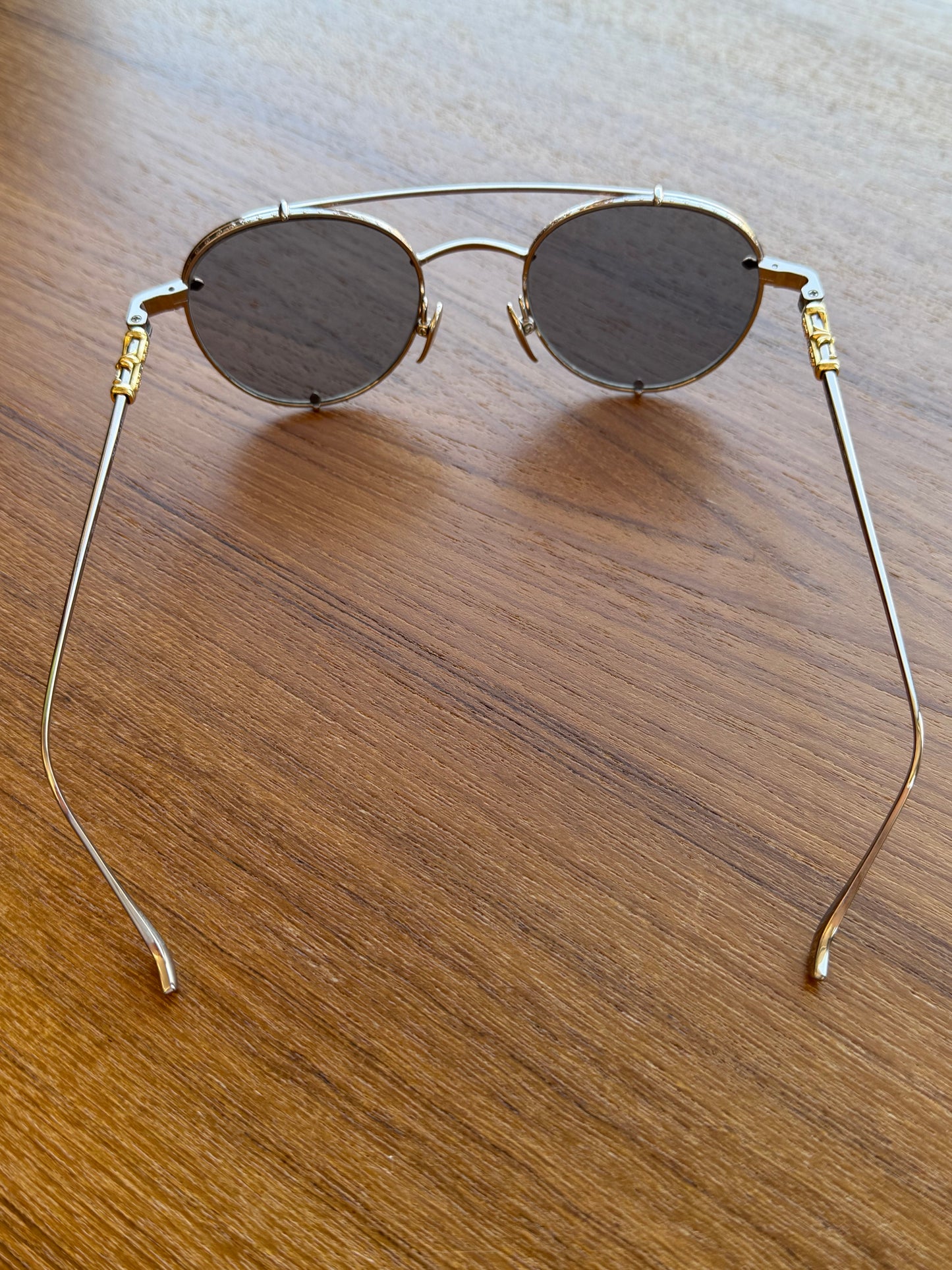 CHROME HEARTS ORALGAMI DOUBLE BRIDGE GOLD SUNGLASSES (PRE-OWNED WITH CASE)