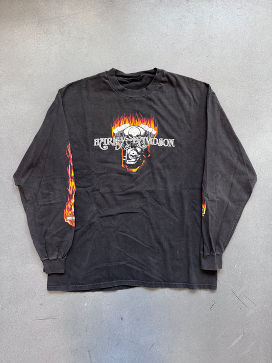 1999 HARLEY-DAVIDSON CLARE'S NIAGARA PENINSULA CANADA FLAME LS TEE (PULLED TAG)
