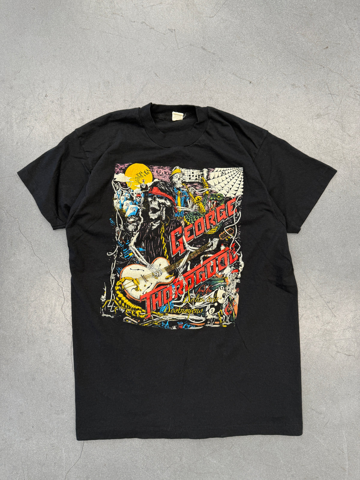1980S GEORGE THOROGOOD AND THE DESTROYERS ZOMBIE SKELETON TOUR TEE (SCREEN STARS TAG)