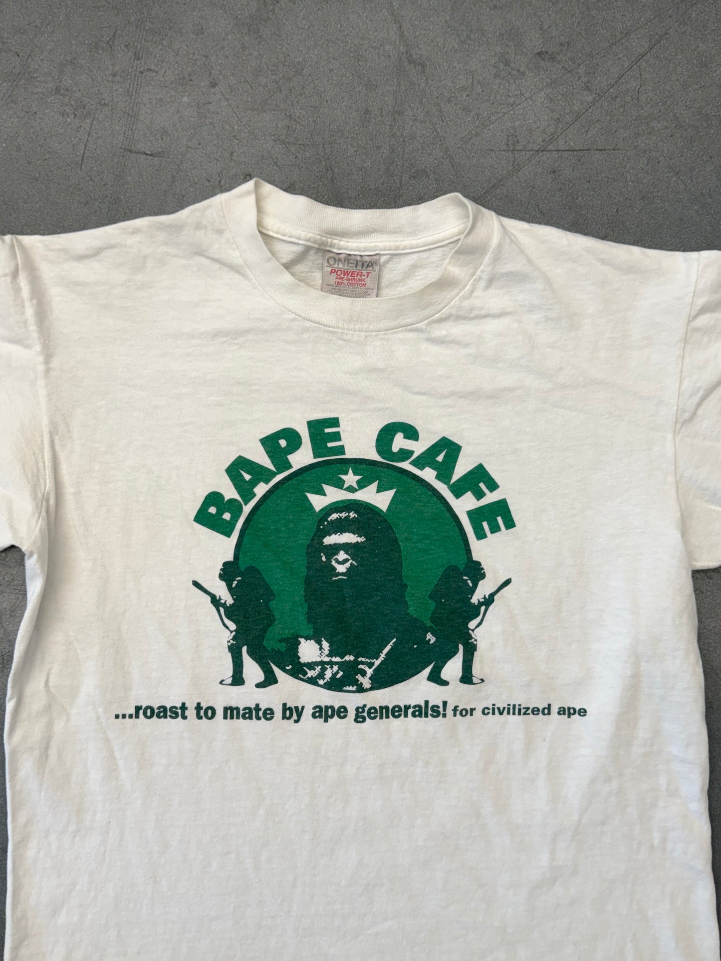 90'S BAPE CAFE ...ROAST TO MATE BY APE GENERALS! TEE (ONEITA TAG)