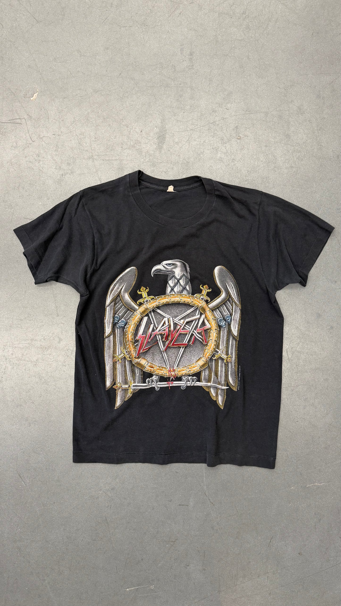 1990 SLAYER EAGLE ON SWORD EUROPEAN CAMPAIGN TEE
