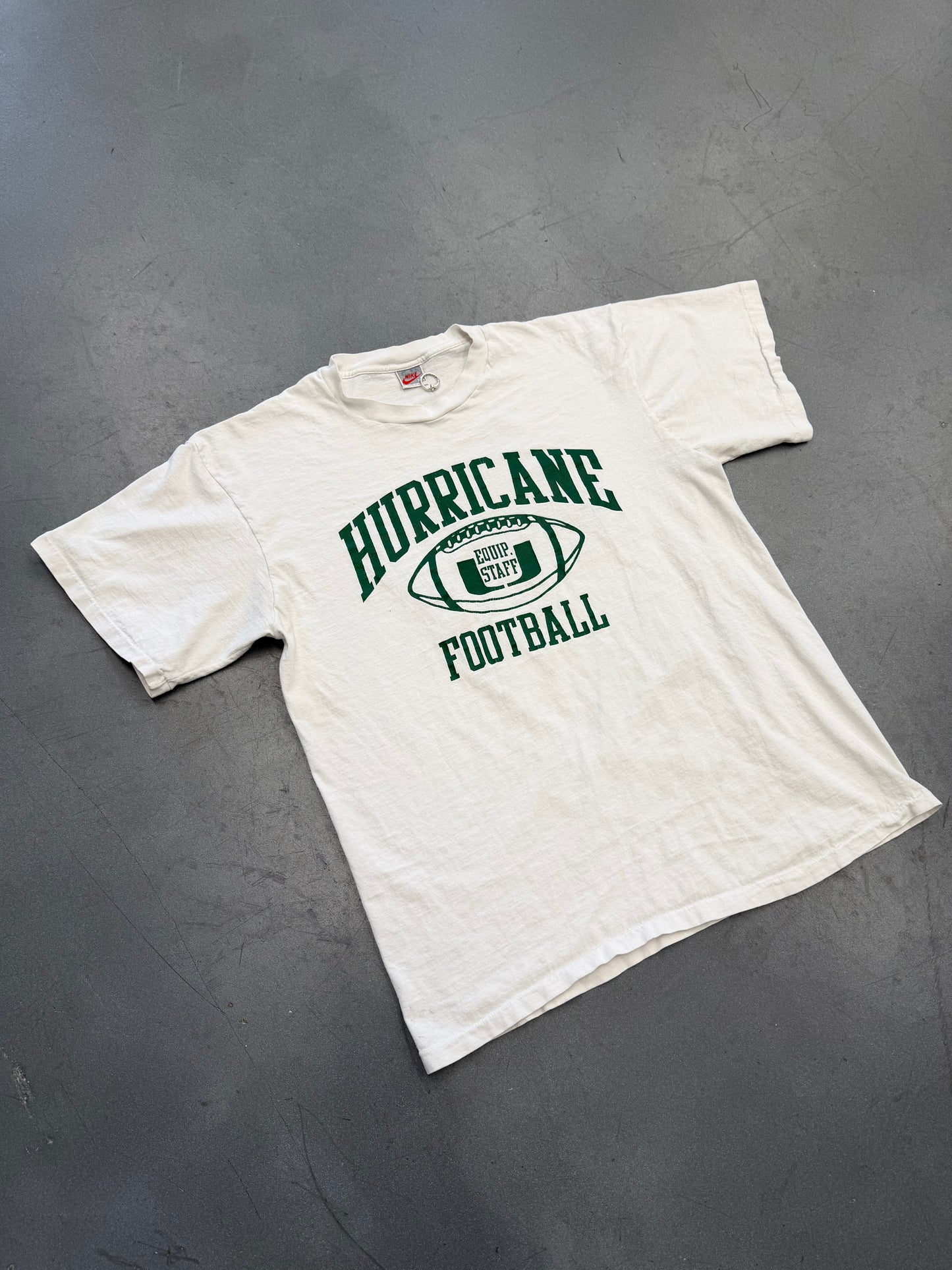 90S NIKE MIAMI HURRICANES FOOTBALL EQUIPMENT STAFF TEE (GREY NIKE TAG)