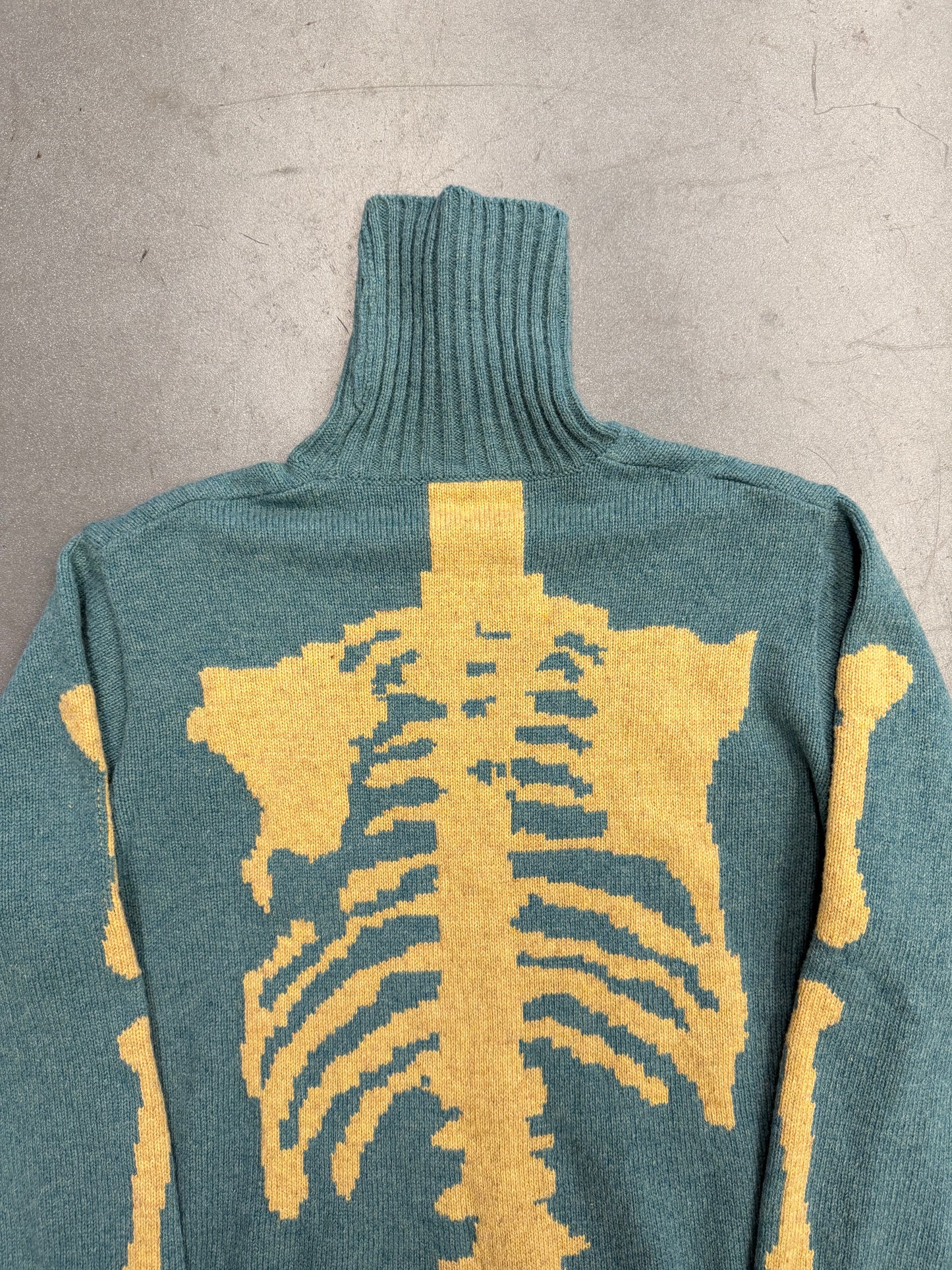KAPITAL 5G BONE KNIT HIGH NECK SWEATER BLUE