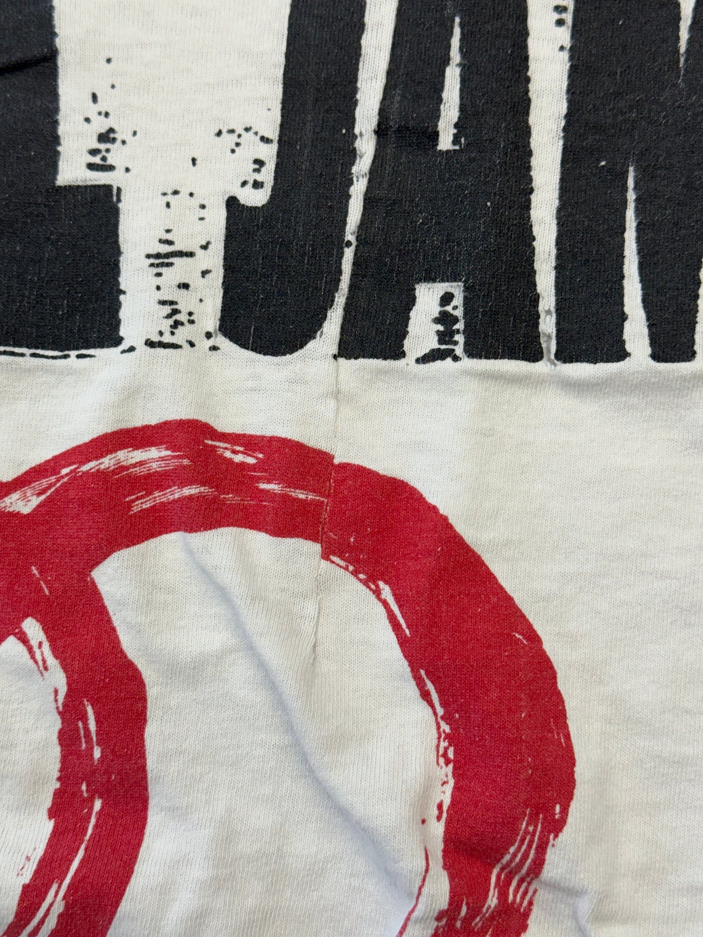 1992 PEARL JAM DON'T GIVE UP EUROPEAN SUMMER TOUR TEE (FOTL TAG) REPAIRED