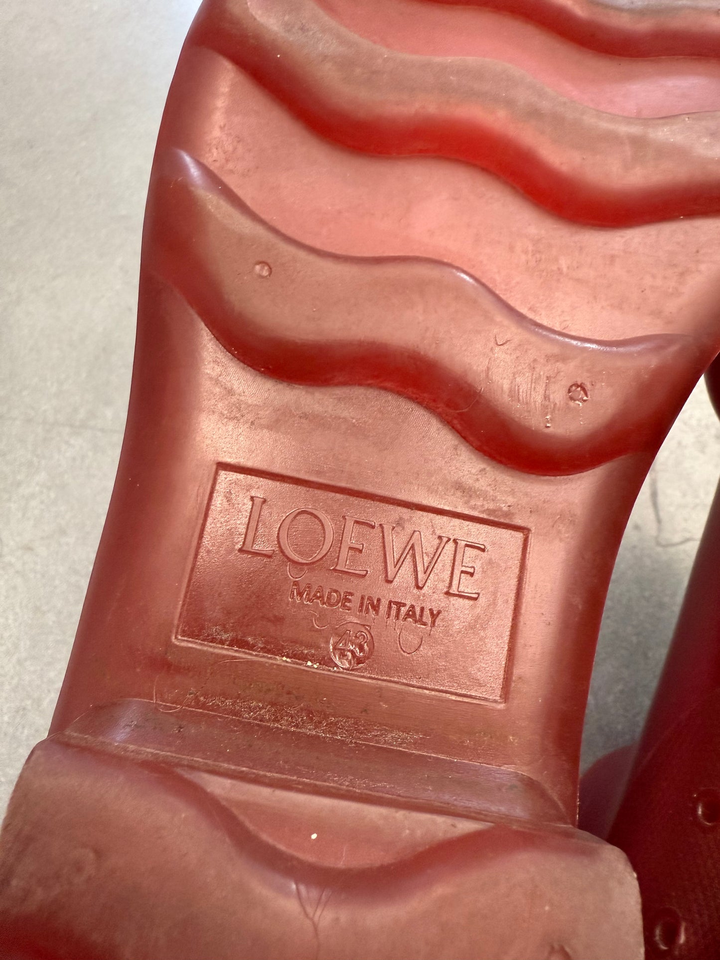 LOEWE SIZE 43 MEN'S MOLDED TRANSPARENT RUBBER BOOT