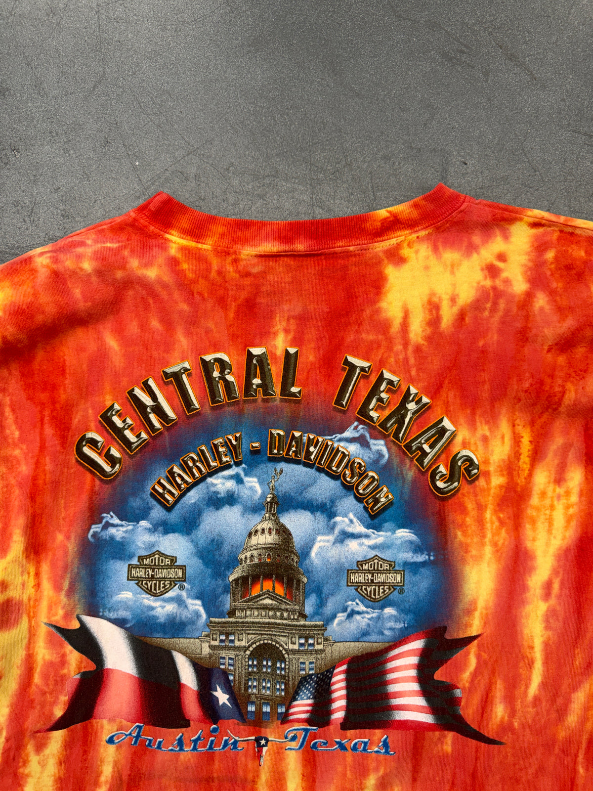 00'S HARLEY-DAVIDSON TRIBAL LONG SLEEVE TIE-DYE TEE (HARLEY-DAVIDSON TAG)