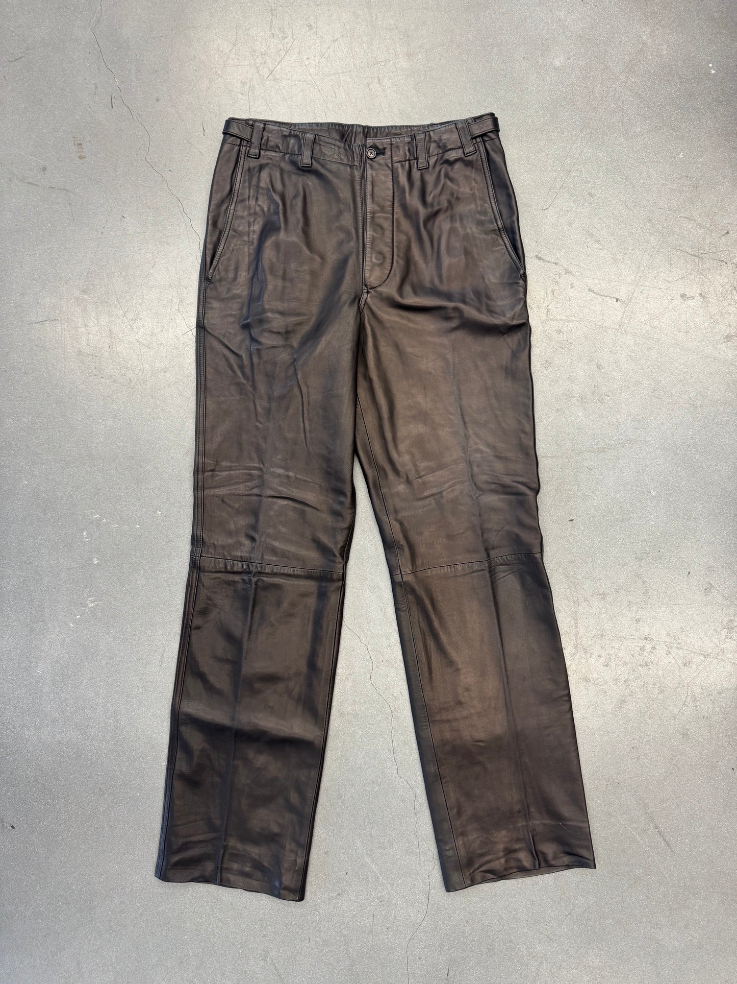 RALPH LAUREN PURPLE LABEL LAMB SKIN BLACK LEATHER PANTS