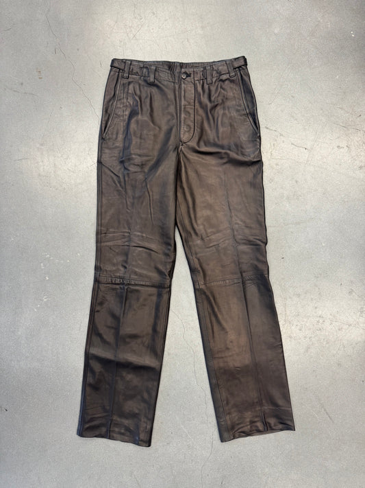 RALPH LAUREN PURPLE LABEL LAMB SKIN BLACK LEATHER PANTS