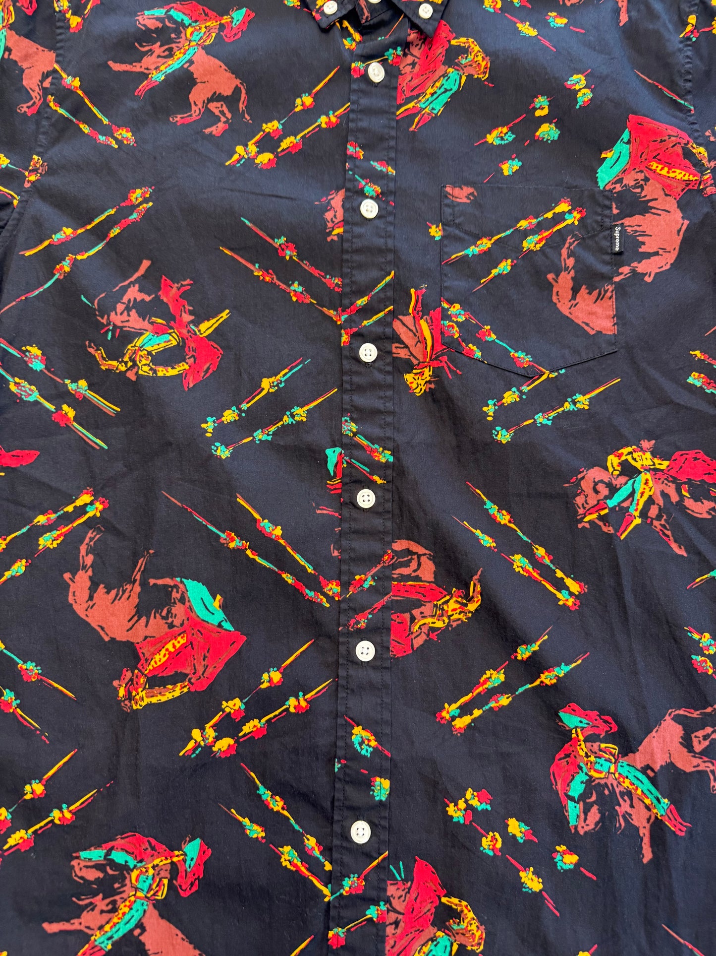 SS13 SUPREME MATADOR SHORT SLEEVE BUTTON-UP SHIRT - BLACK