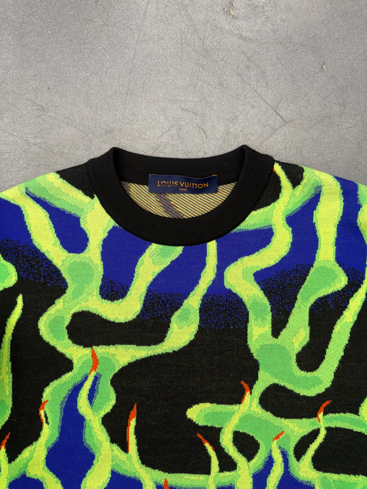 FW22 LOUIS VUITTON THORN FLAMES INTARSIA KNIT CREWNECK SWEATER