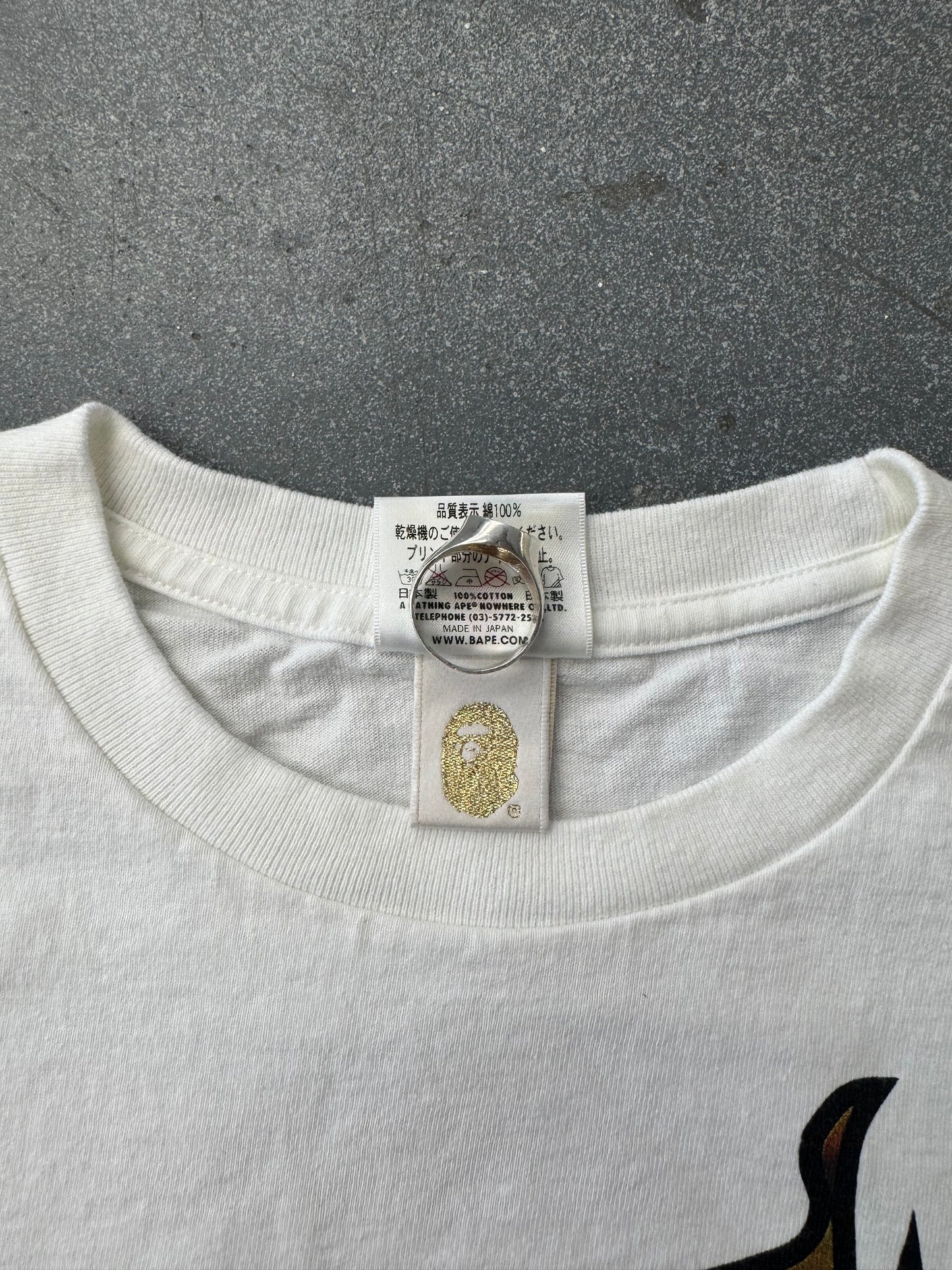 BAPE A BATHING APE X UNKNWN MIAMI HEAT FLAMING APE HEAD LEBRON JAMES #6 TEE
