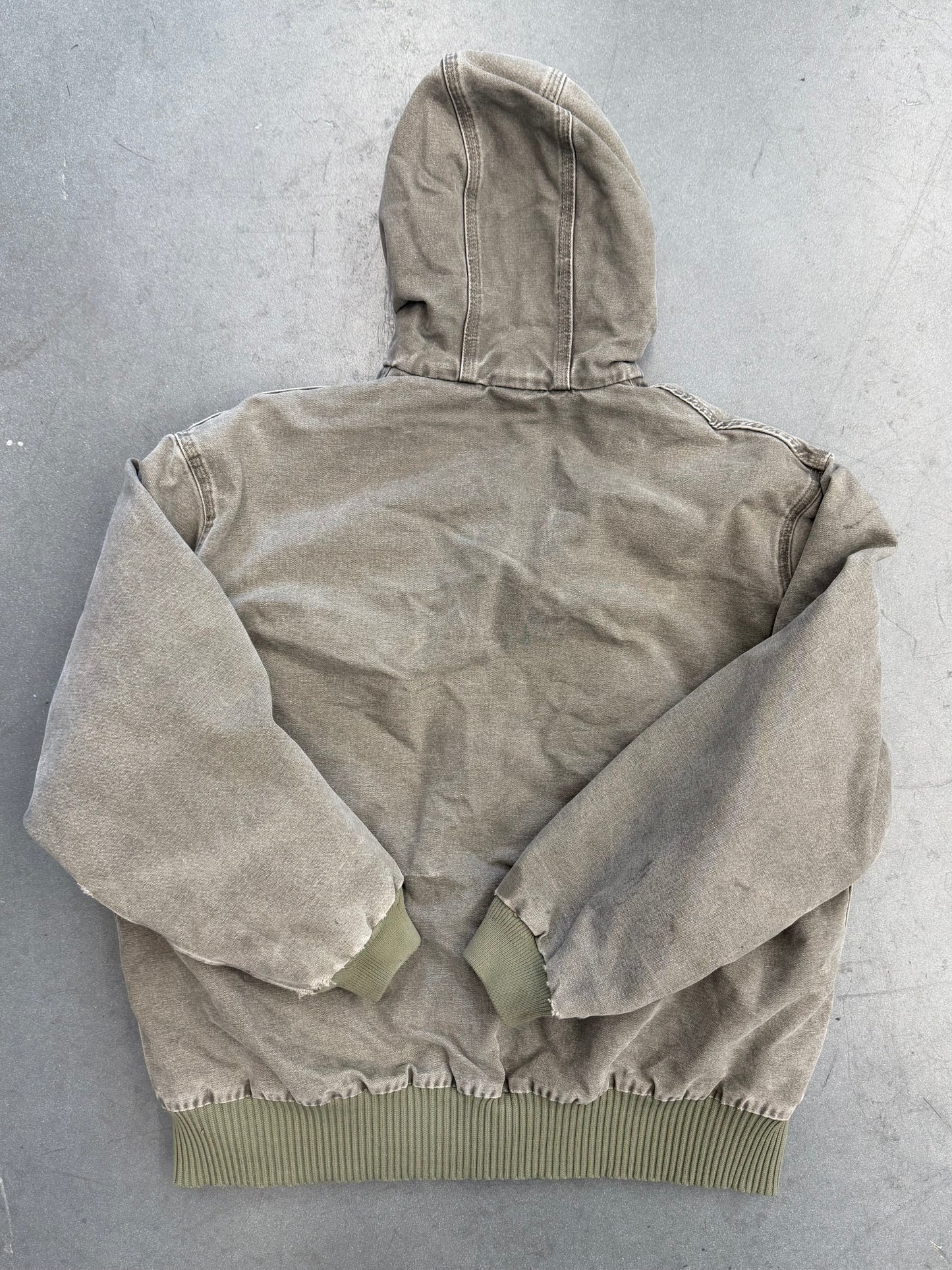 2000'S CARHARTT INSULATED CANVAS HOODIE (BROKEN ZIPPER) - GRAY (J142SAG XL)