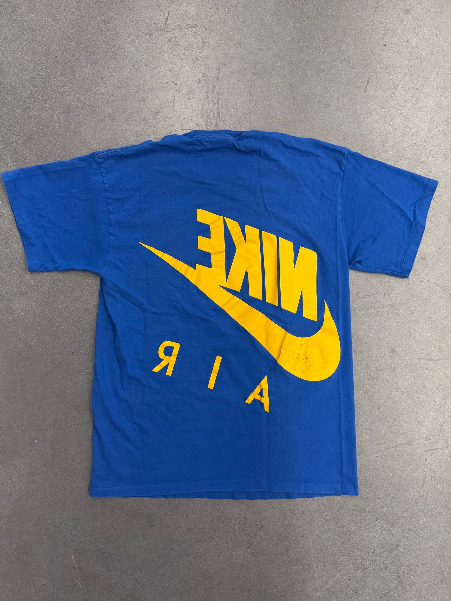 90S NIKE AIR YELLOW LOGO BLUE TEE (GREY/RED/WHITE TAG)