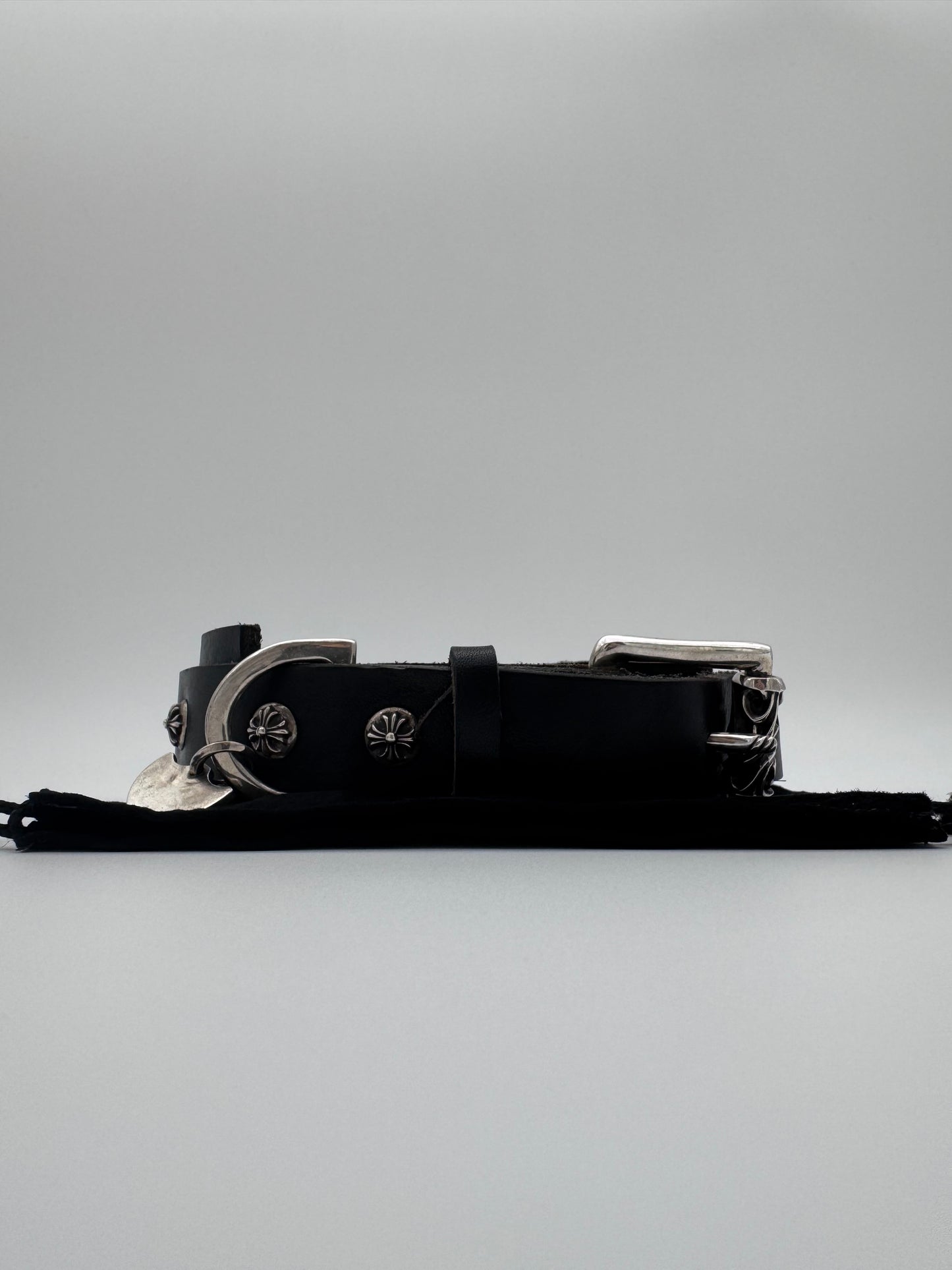 CHROME HEARTS COCO DOG COLLAR BLACK LEATHER (NEW) (16 INCH)