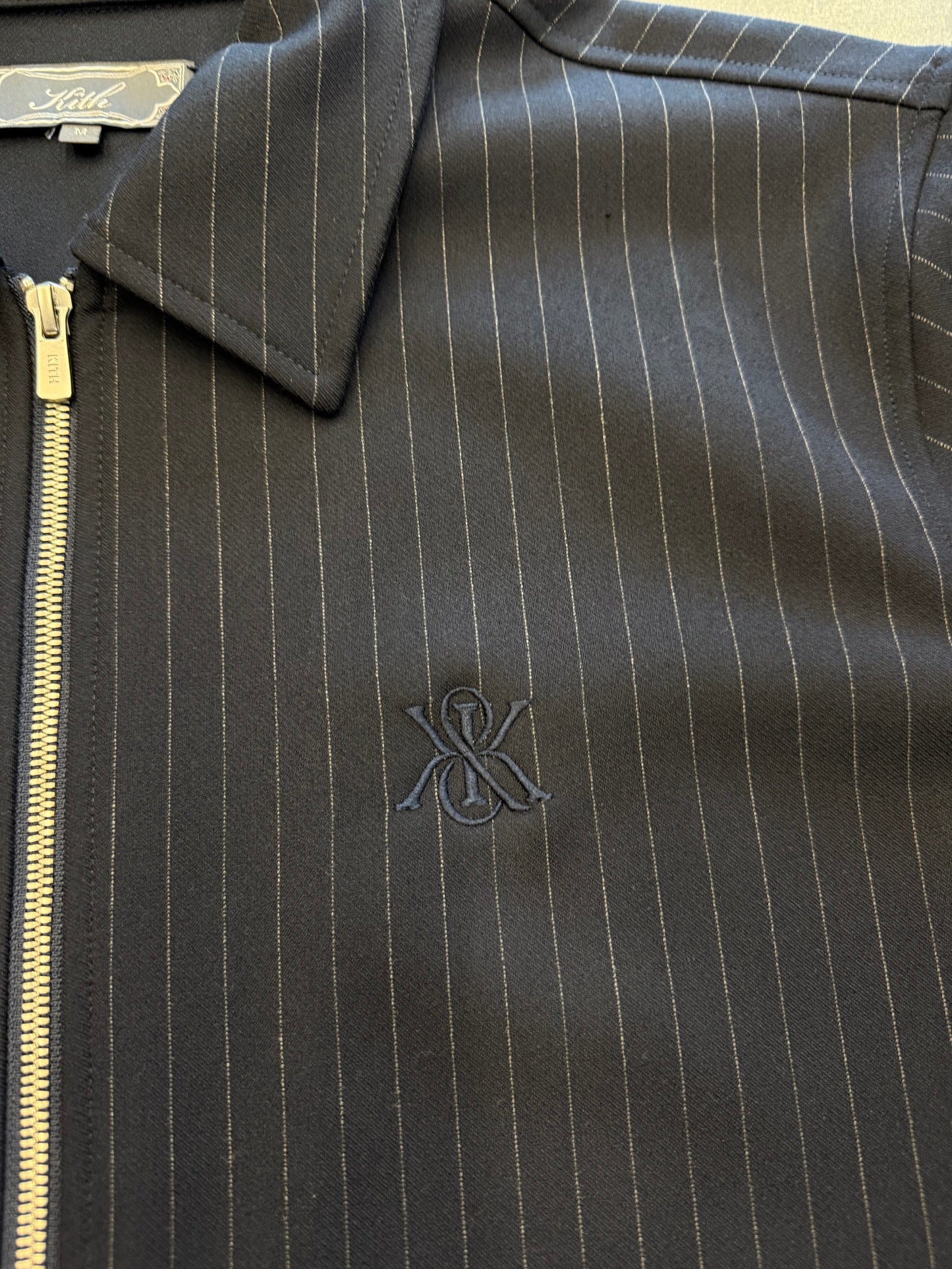 KITH DOUBLE WEAVE FULL ZIP STRIPED COACHES JACKET - NAVY