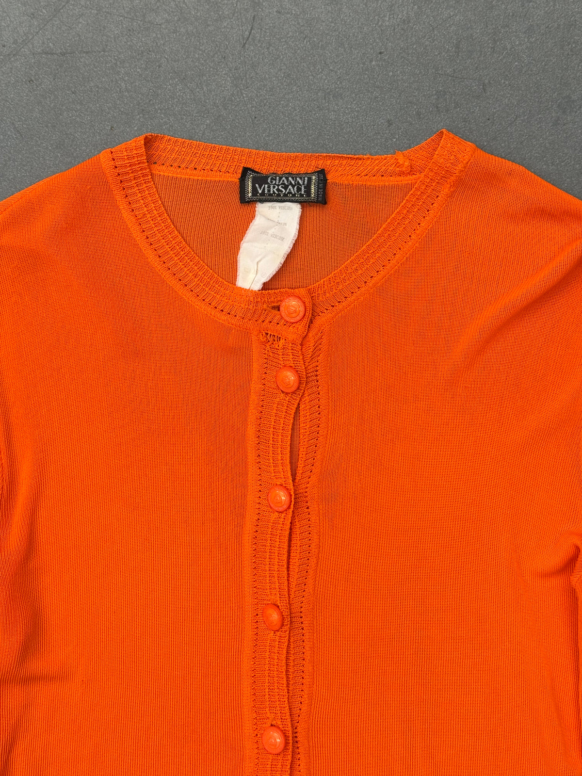 SS96 GIANNI VERSACE COUTURE ORANGE RAYON CARDIGAN