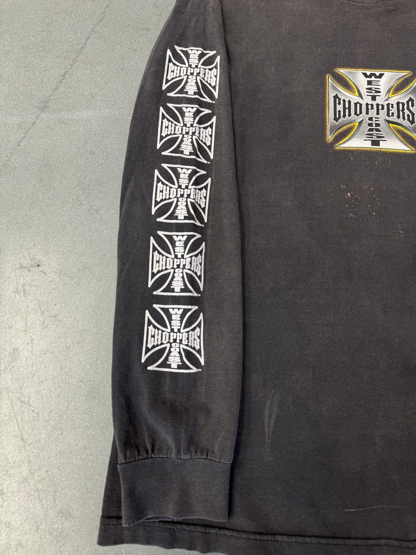 00S WEST COAST CHOPPERS REPEATED IRON CROSS LS TEE (JESSE WHO TAG) - M/L