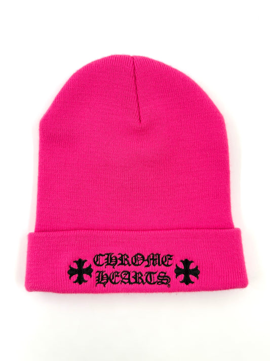 CHROME HEARTS MIAMI EXCLUSIVE WATCH CAP EMBROIDERED BEANIE - HOT PINK