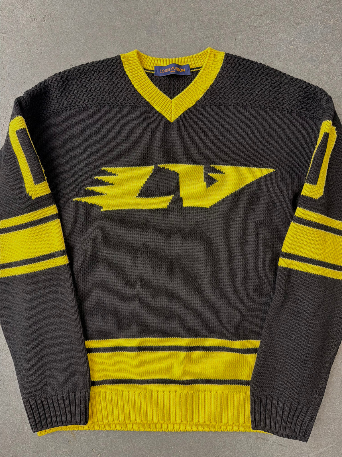 SS22 LOUIS VUITTON FOOTBALL INTARSIA KNIT SWEATER