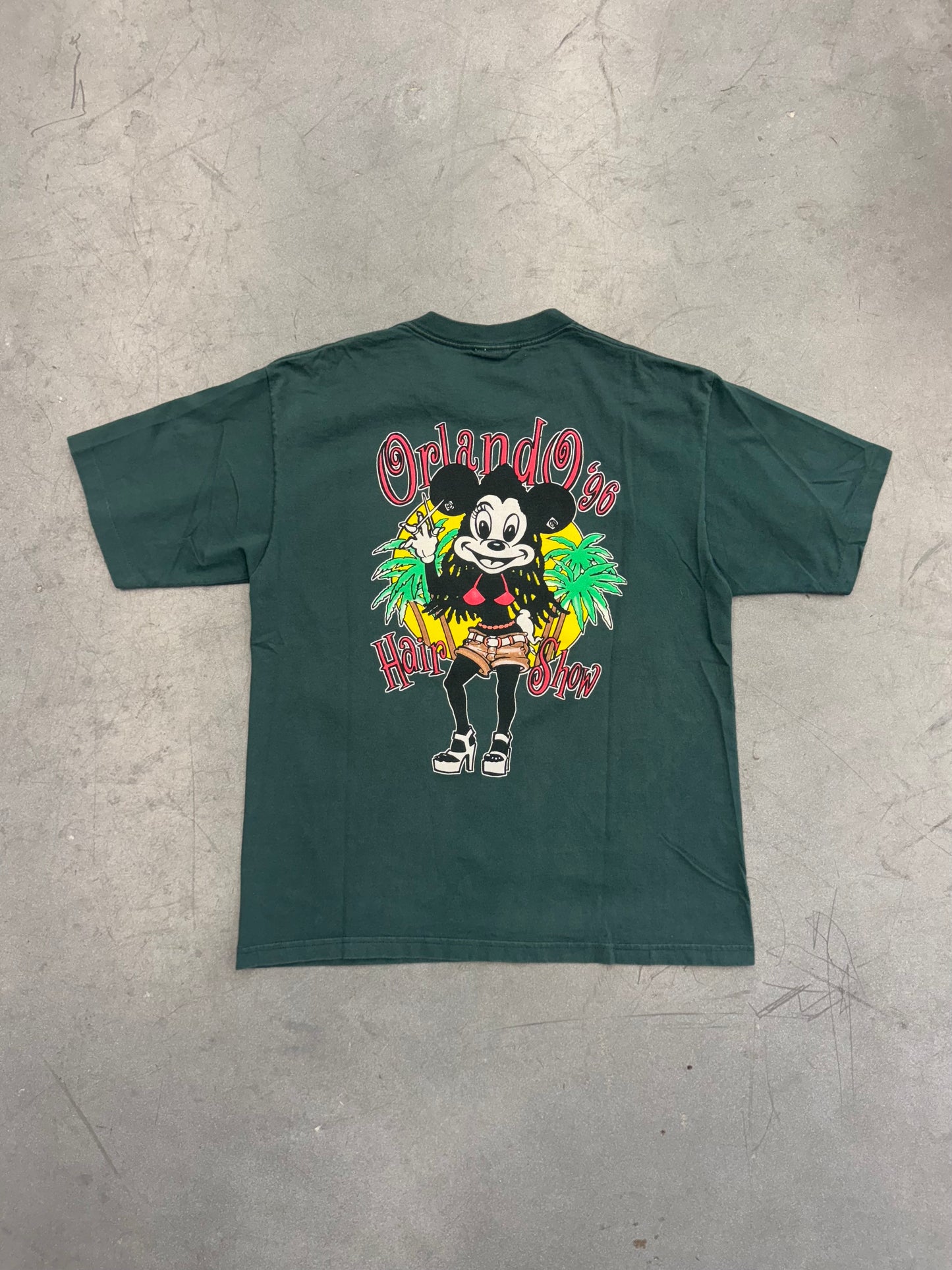 1996 THE HAIR SHOW ORLANDO, FLA. BOOTLEG MINNIE MOUSE COMIC STYLE TEE (CUT TAG)