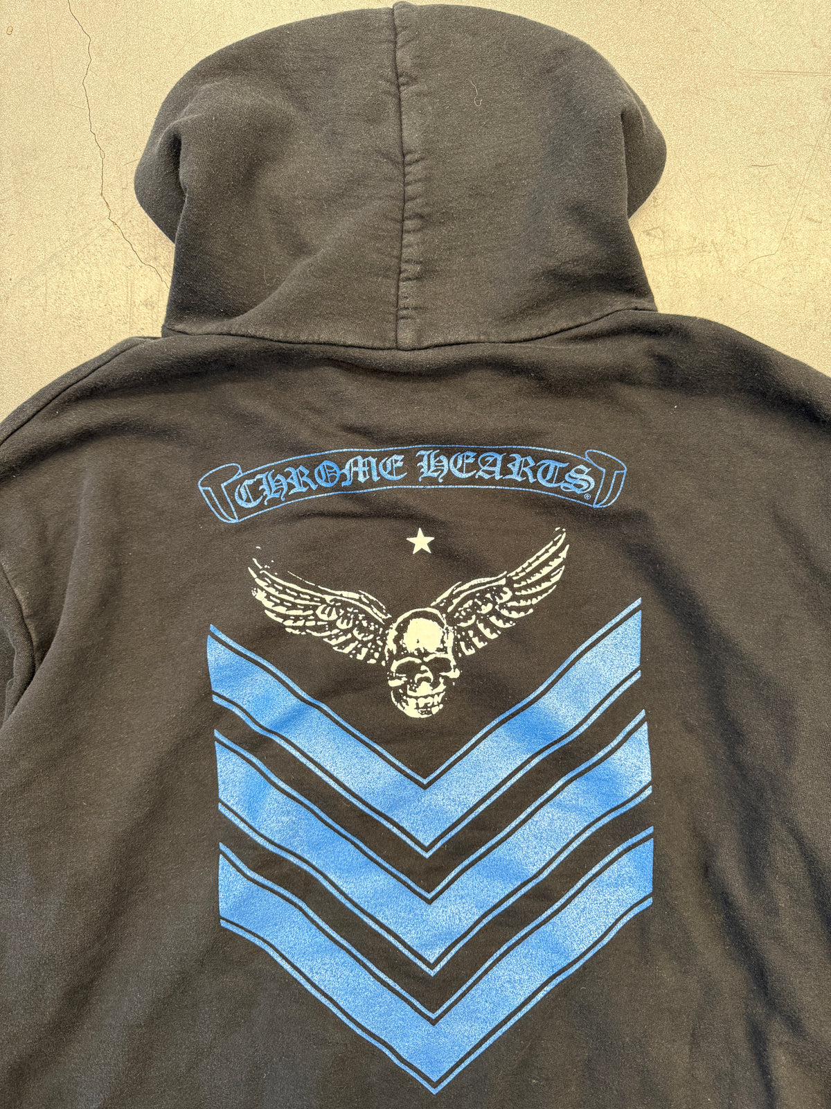 CHROME HEARTS FLORAL FOTI ZIP-UP HOODIE - BLACK/BLUE