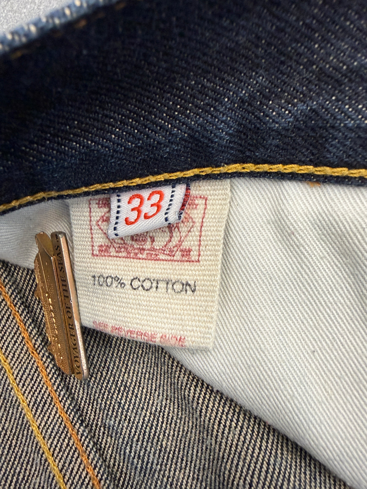 2010 EVISU DIACOCK LOGO POCKET DARK INDIGO JEANS