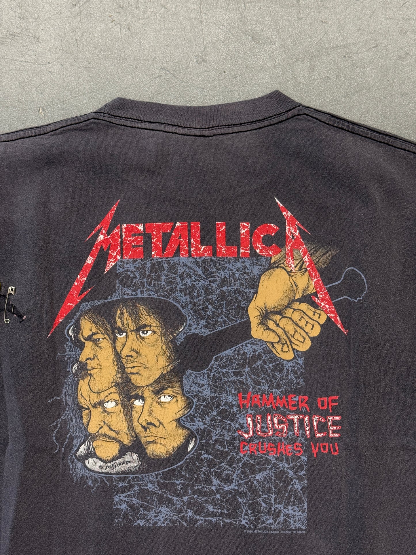 1994 METALLICA AND JUSTICE FOR ALL CROPPED AND CROPPED SLEEVES TEE (GIANT TAG)