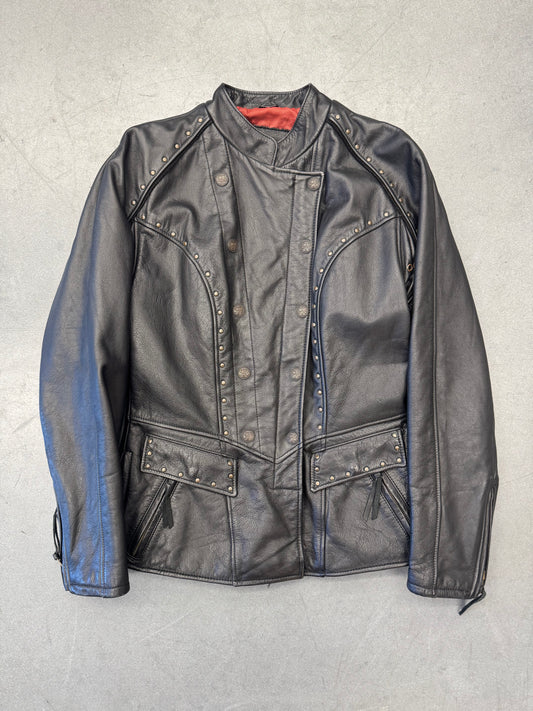 VINTAGE HARLEY-DAVIDSON WOMEN'S BUTTON-UP SATIN LINED BIKER JACKET