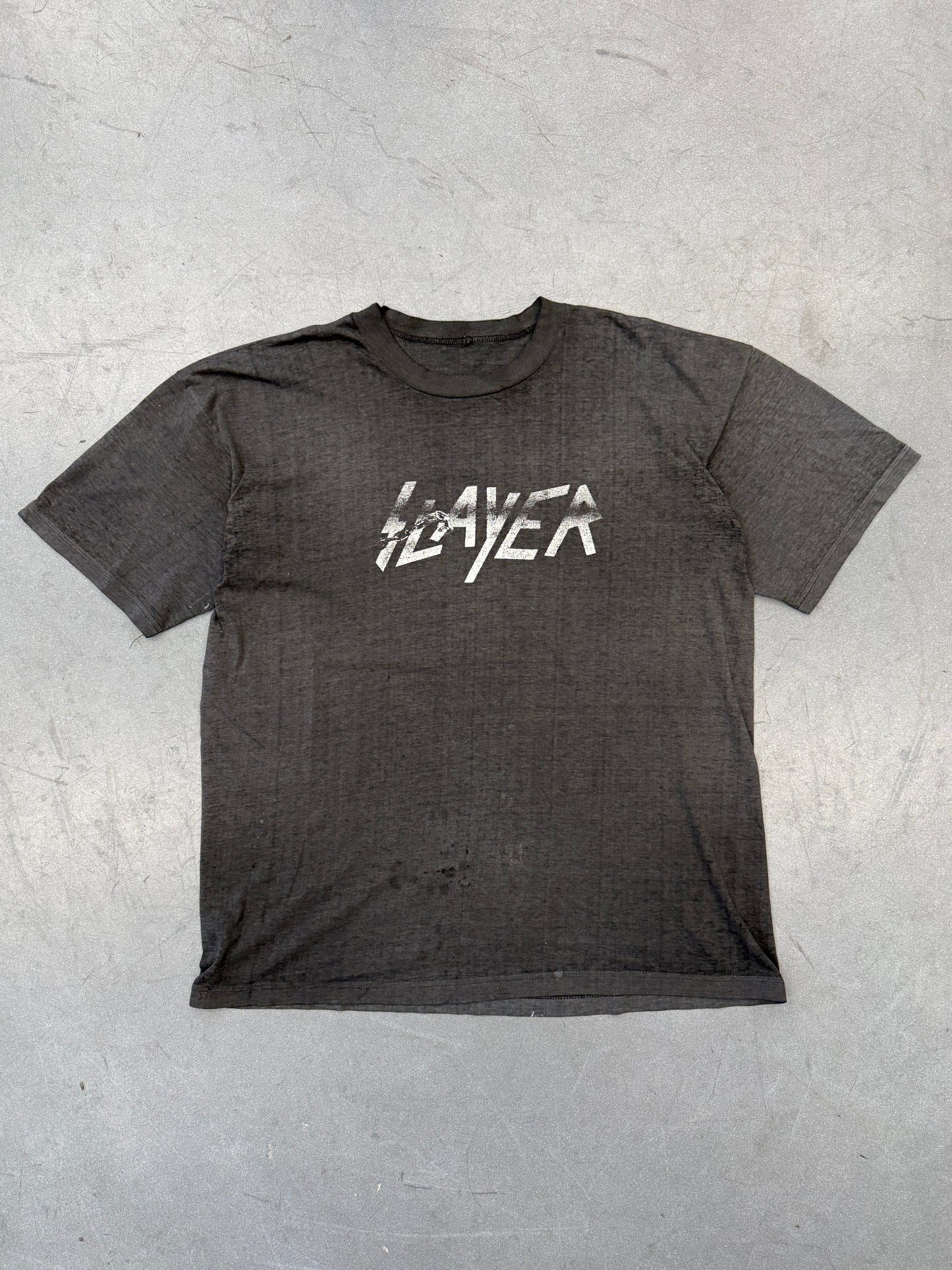 90'S SLAYER DIVINE INTERVENTION BACK HIT PAPER THIN TEE  (PULLED TAG)