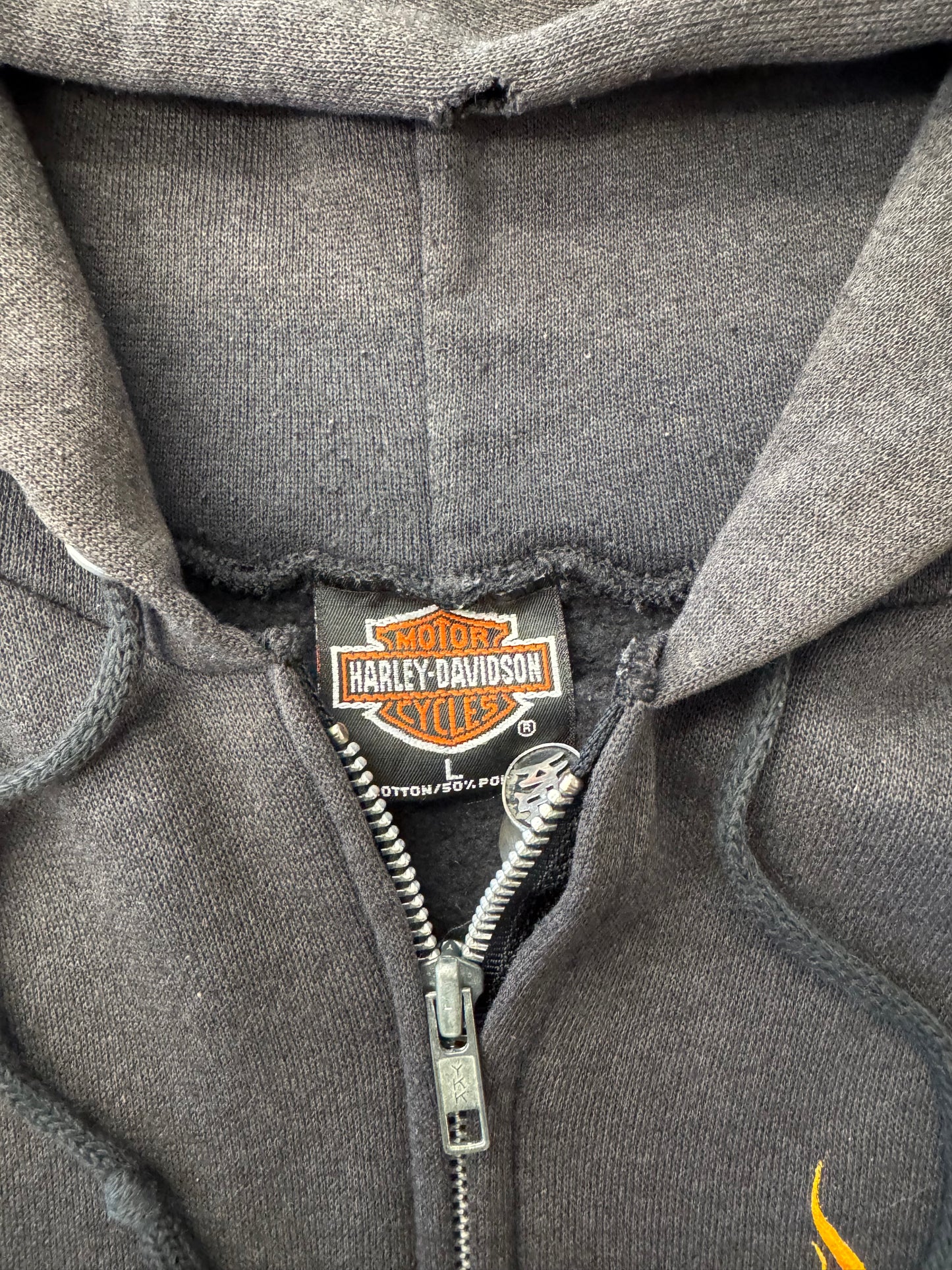 1998 HARLEY-DAVIDSON ARKPORT, N.Y. FLAME SLEEVE ZIP-UP HOODIE