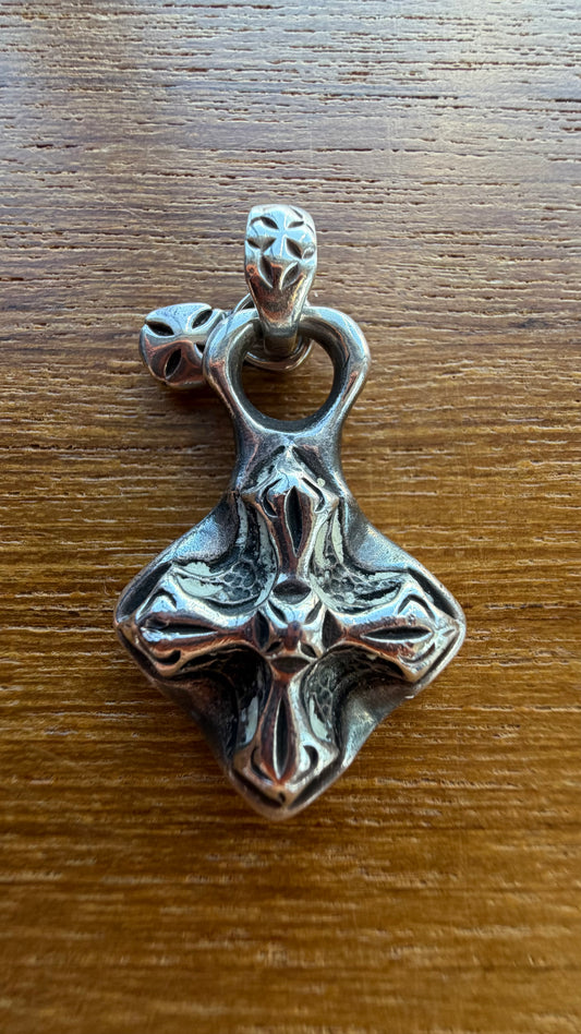BILL WALL LEATHER CROSS CHARM SILVER PENDANT