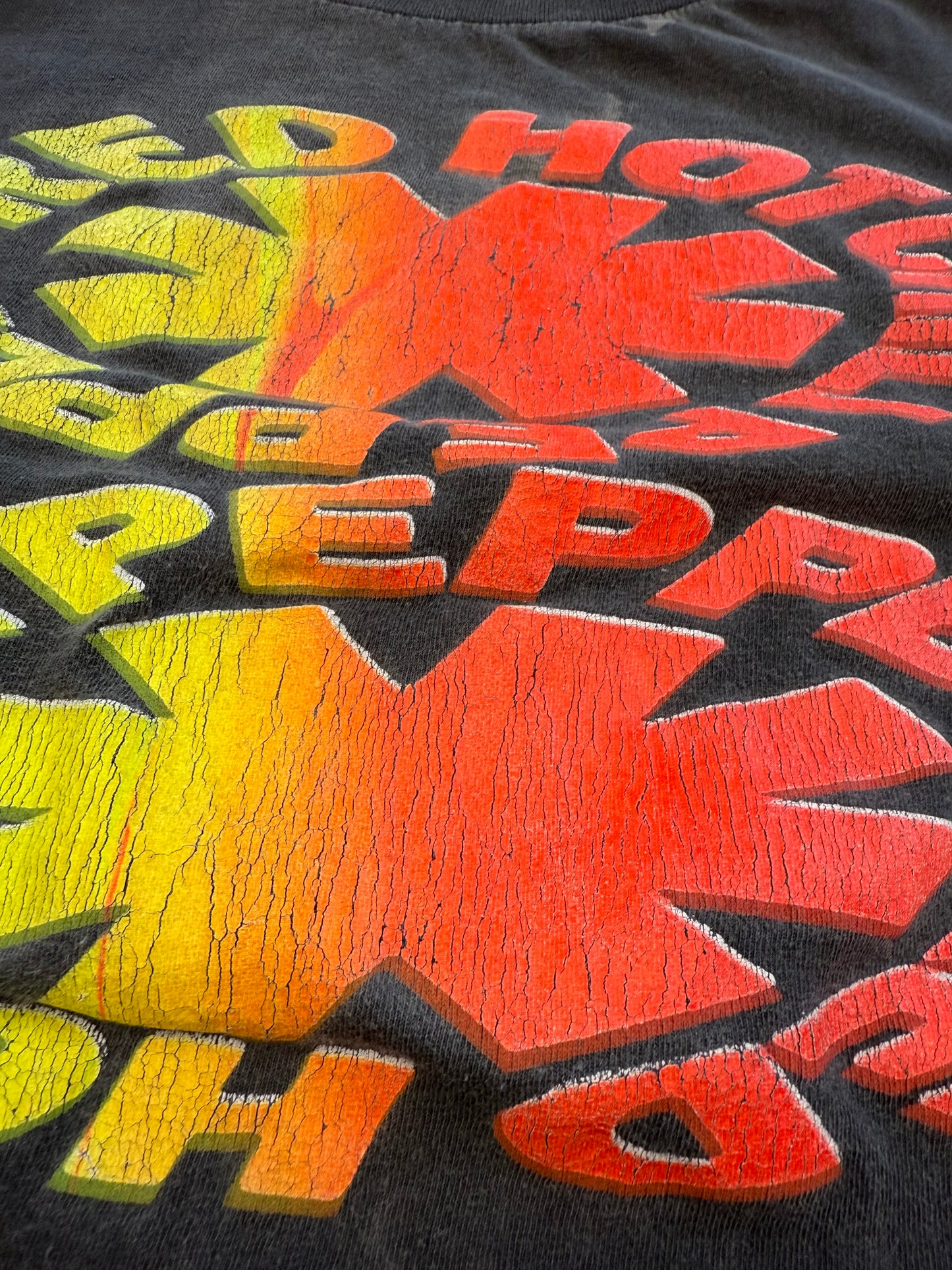 90'S RED HOT CHILI PEPPERS BOOTLEG YELLOW/RED DOUBLE LOGO TEE (PULLED TAG)
