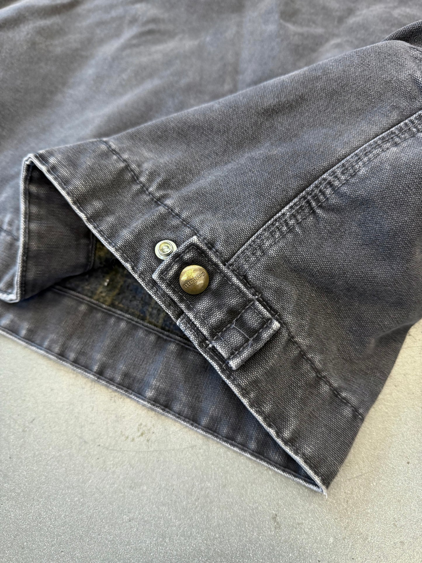 90S CARHARTT FLANNEL LINED INSULATED COLLARED CANVAS WORK JACKET