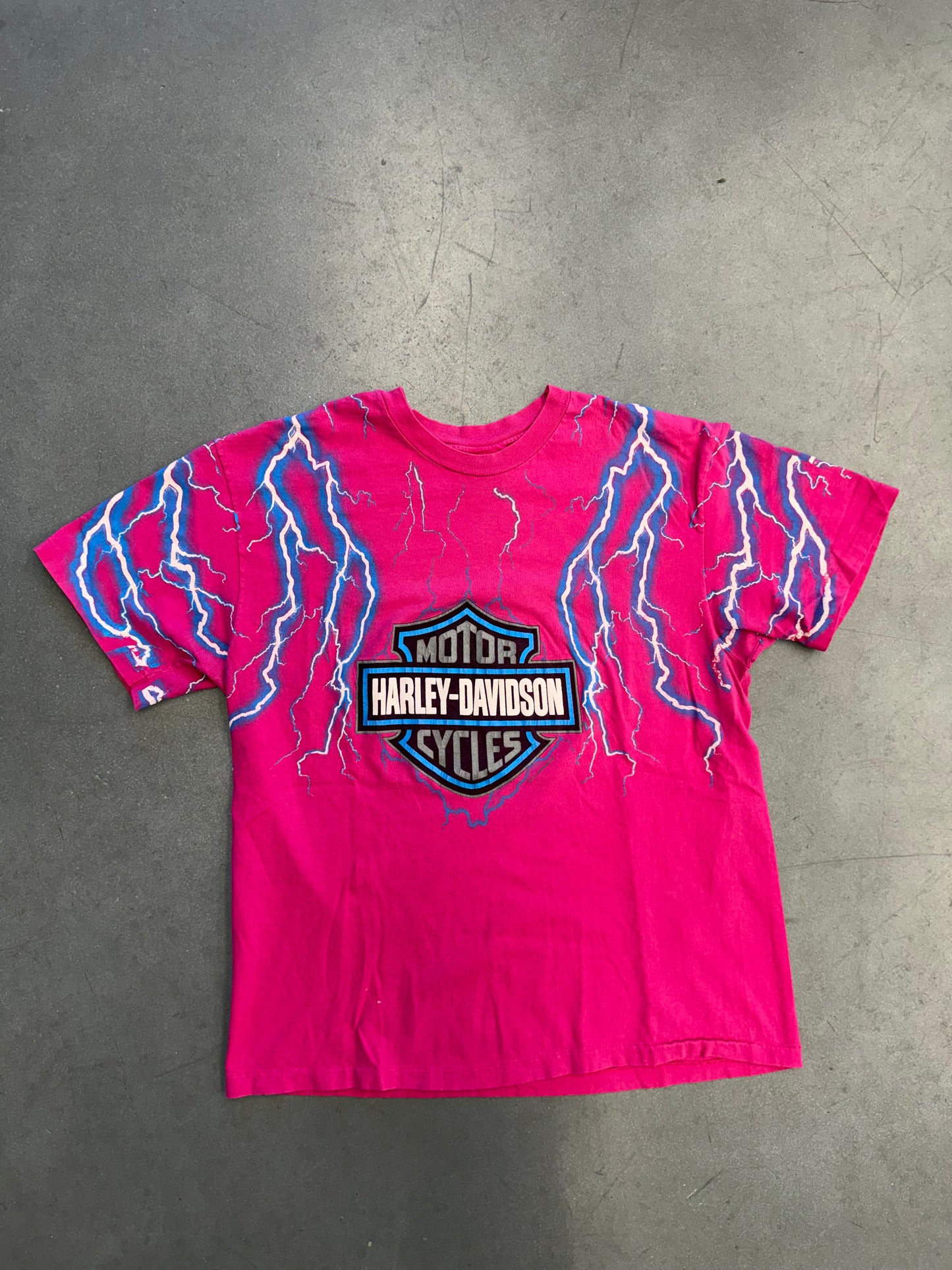 1988 HARLEY DAVIDSON GREENSBORO, N.C. LIGHTNING TEE (HANES BEEFY HARLEY TAG)