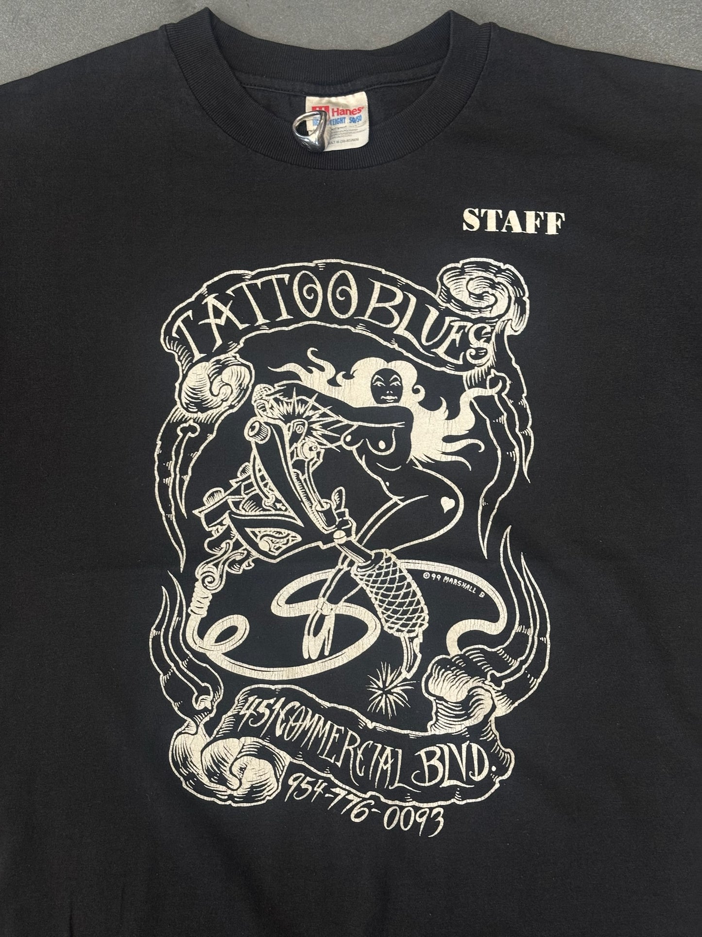 1999 TATTOO BLUES STAFF TEE (HANES HEAVYWEIGHT TAG)