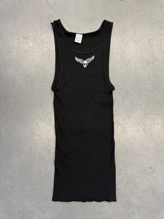 2000S CHROME HEARTS FOTI WINGED SKULL SPINE RIB TANK TOP - BLACK