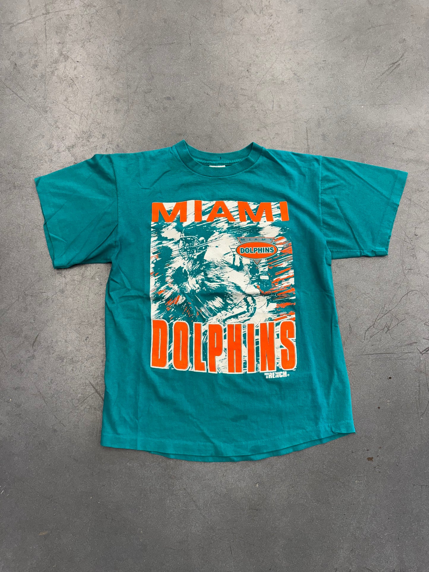 90S MIAMI DOLPHINS TRENCH RUSHING TEE (TRENCH TAG)