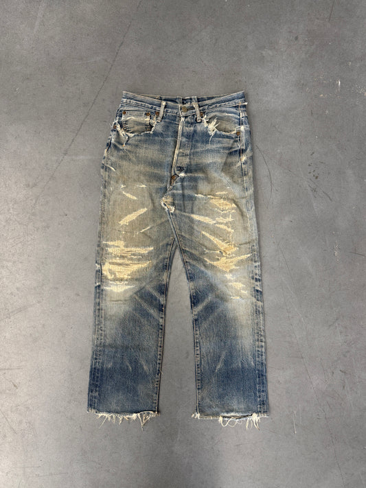 VINTAGE DENIME SELVEDGE DESTROYED STITCHED JEANS
